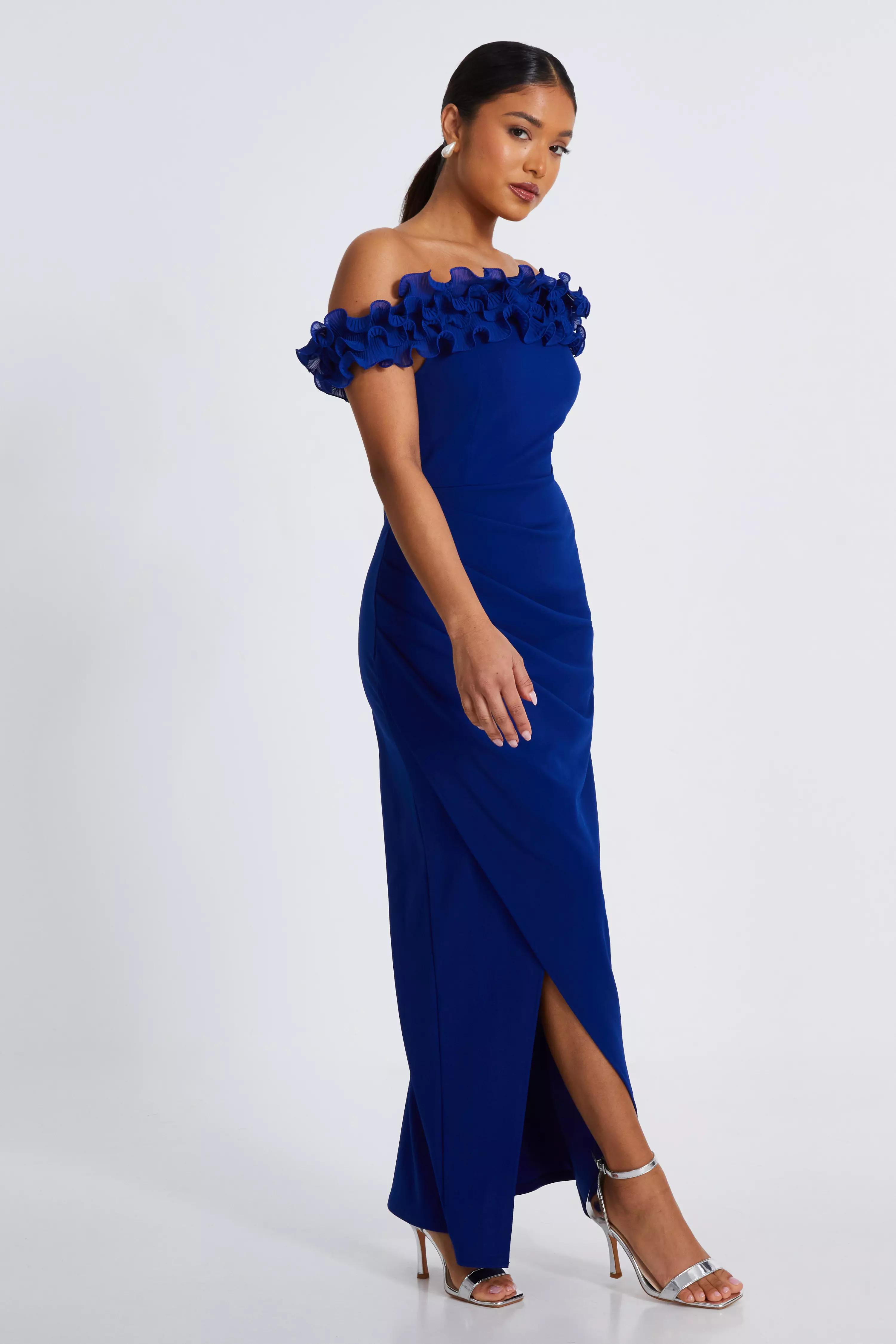 Petite Royal Blue Ruffle Maxi Dress