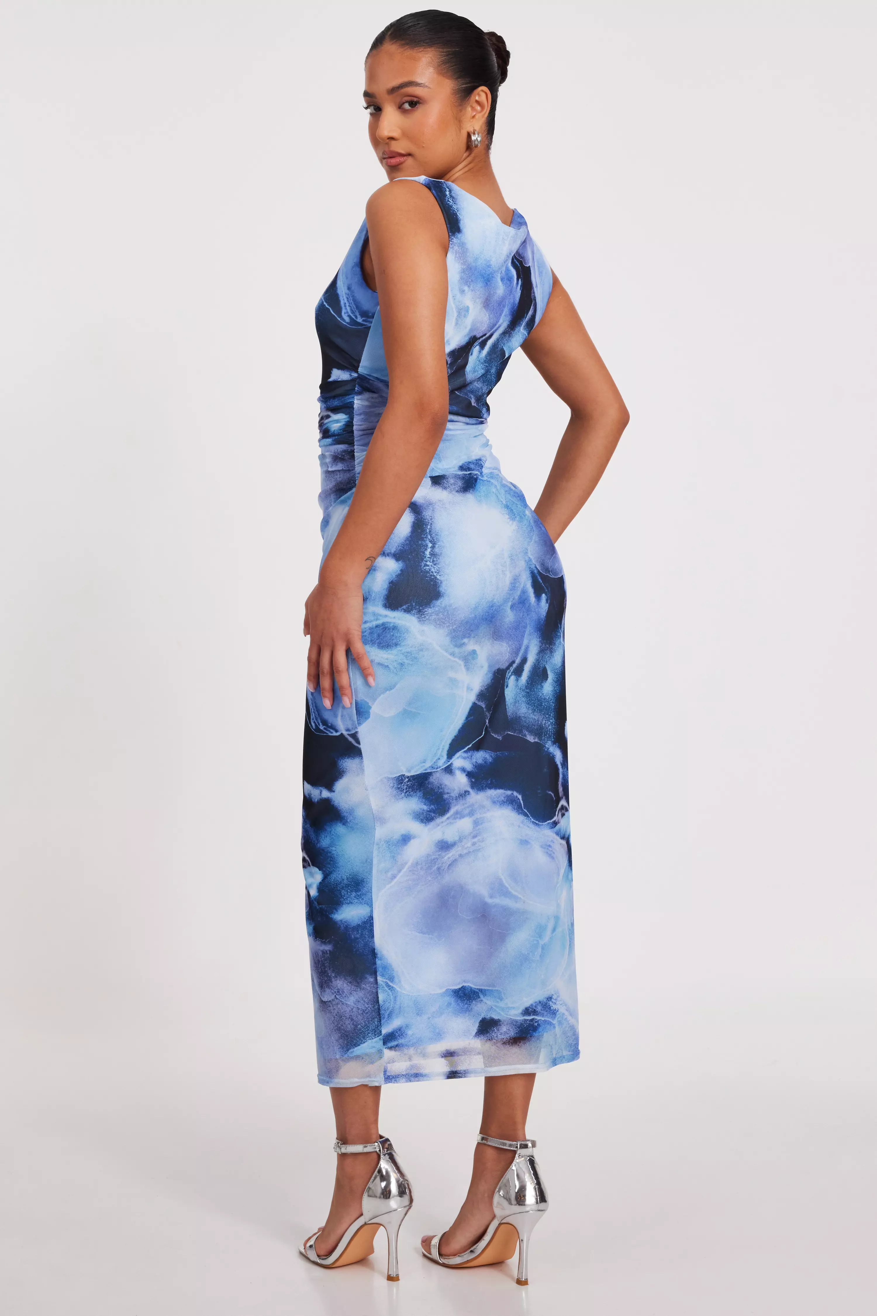 Petite Blue Printed Midaxi Dress