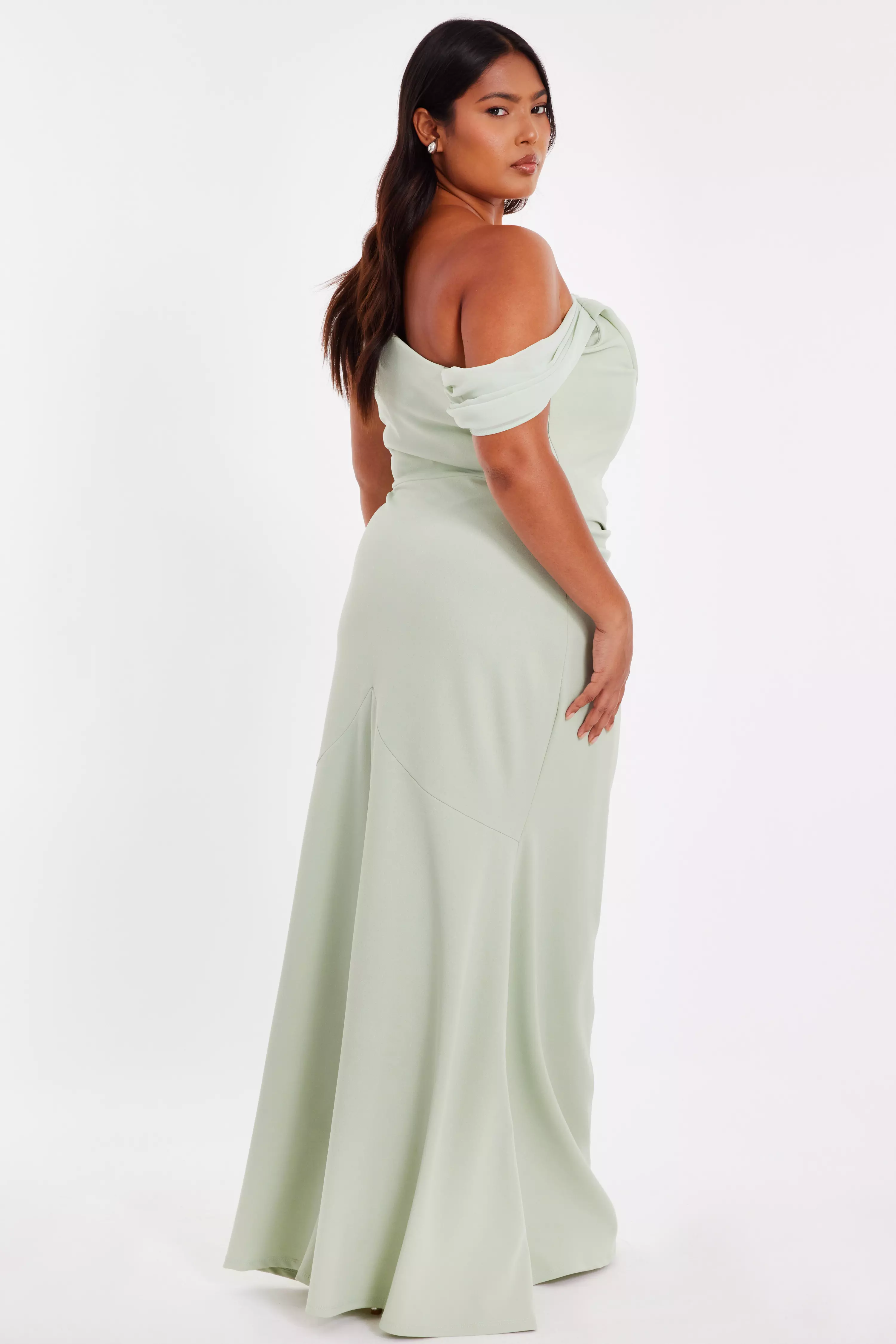 Curve Sage Drop Sleeve Maxi Dress