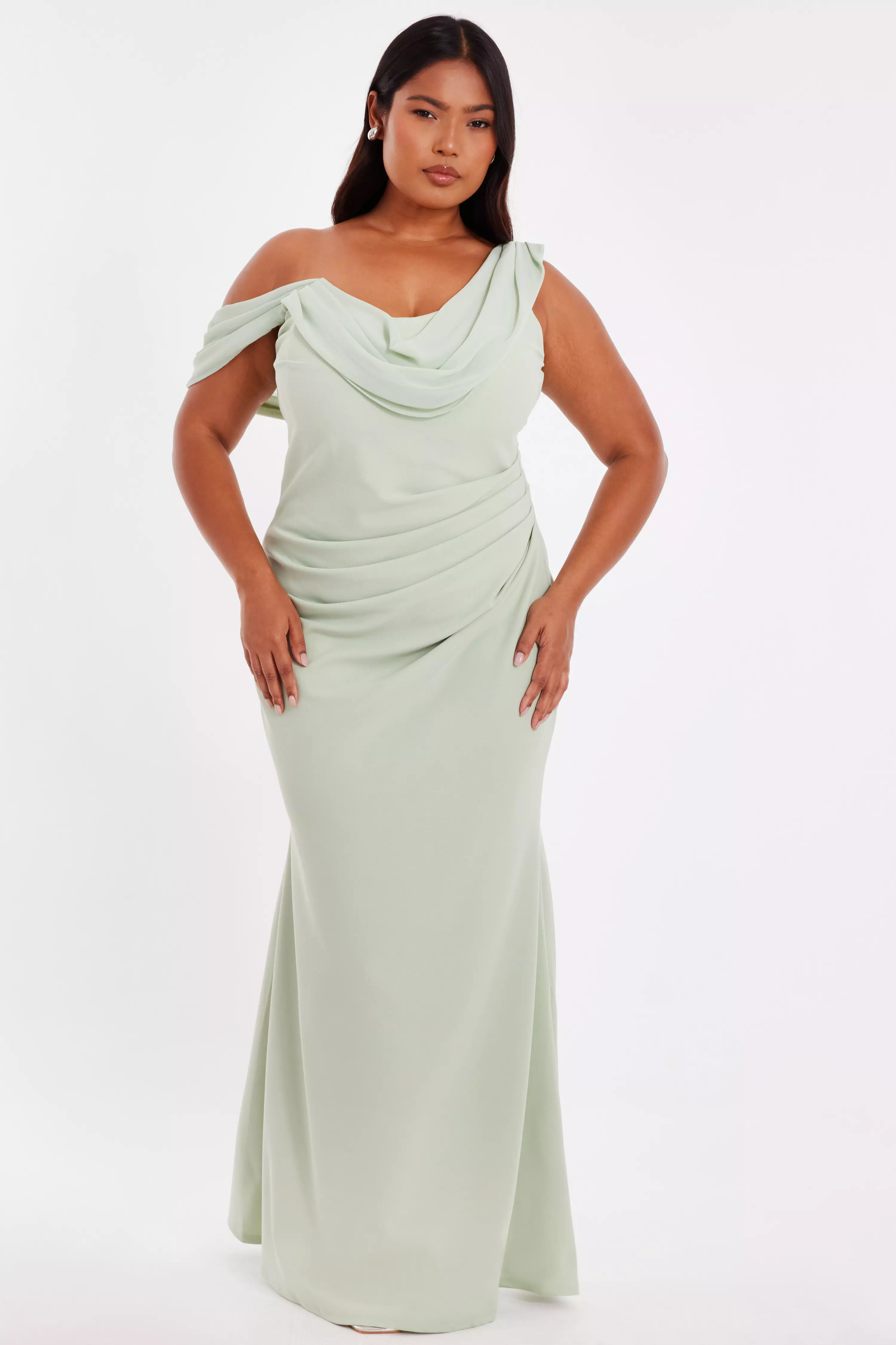 Curve Sage Drop Sleeve Maxi Dress