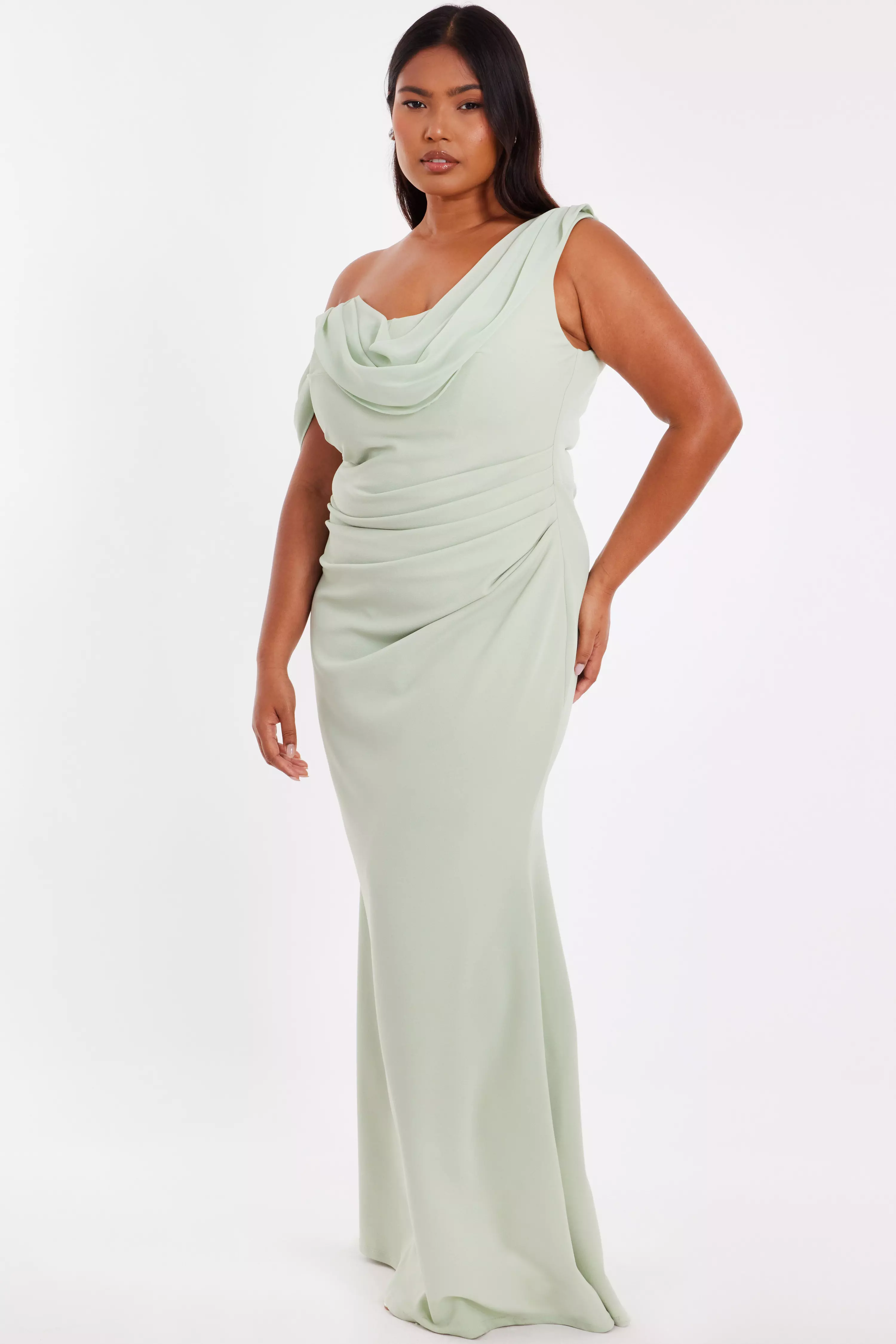 Curve Sage Drop Sleeve Maxi Dress