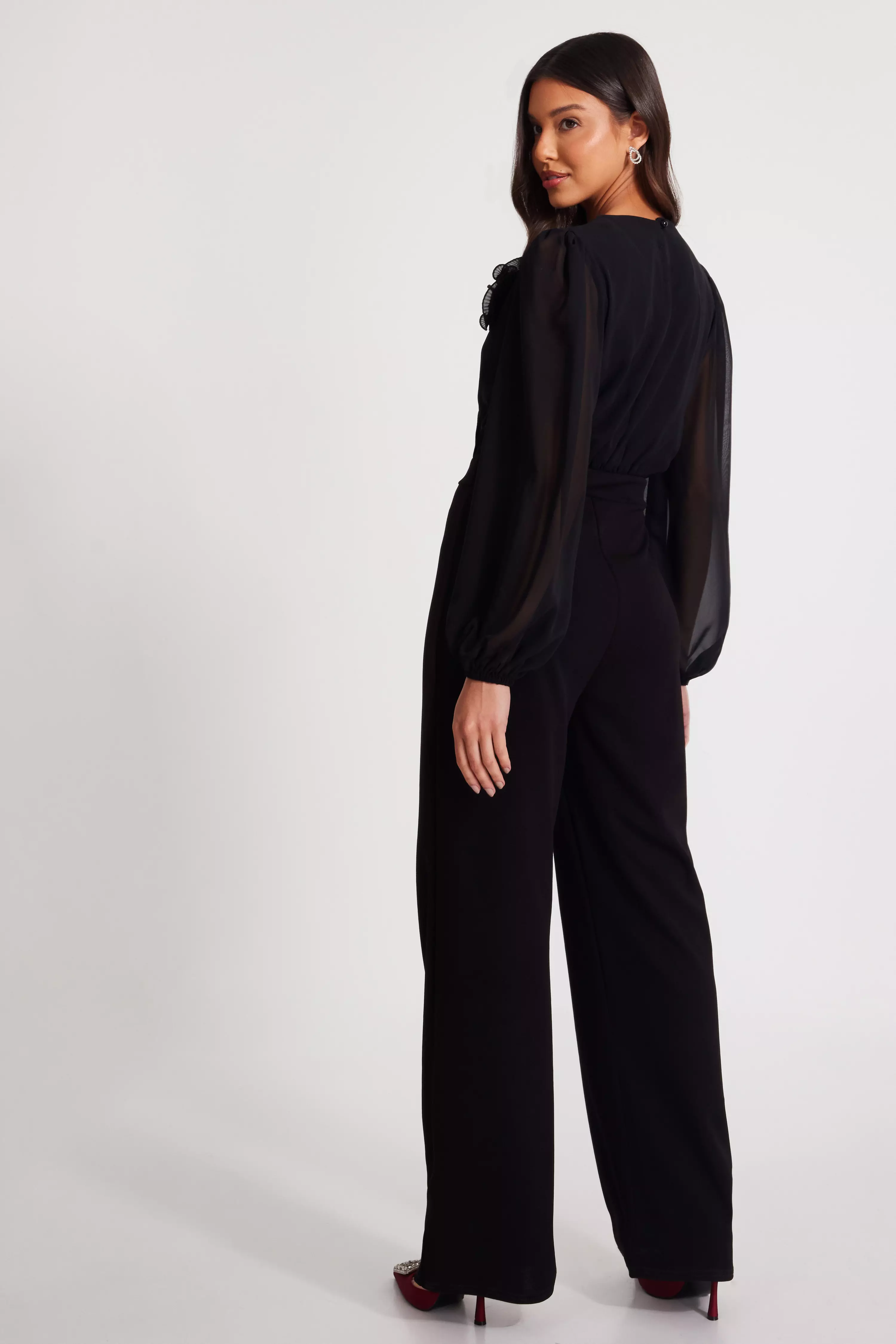 Black Corsage Wide Leg Jumpsuit