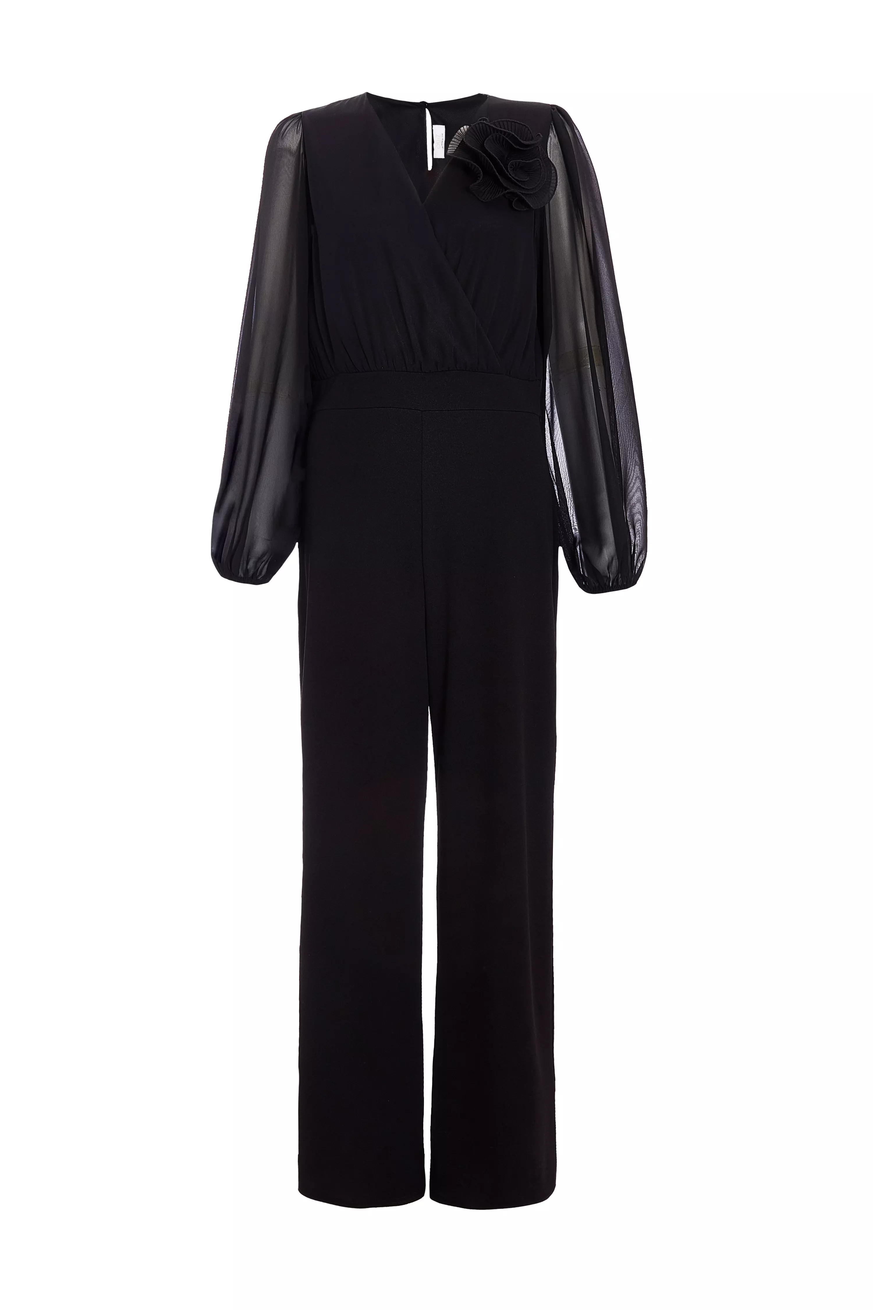 Black Corsage Wide Leg Jumpsuit