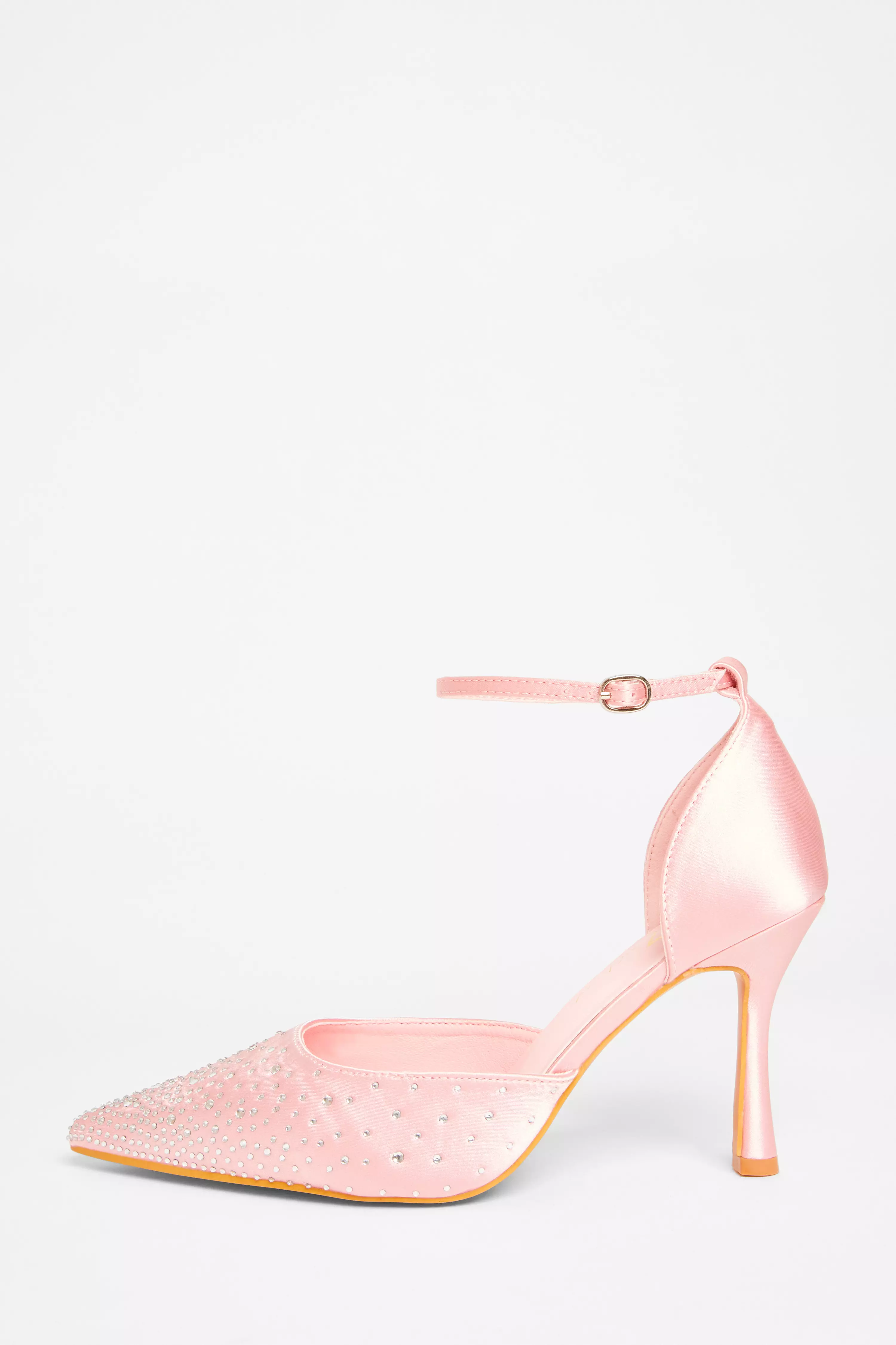 Wide Fit Pink Diamante Court Heels