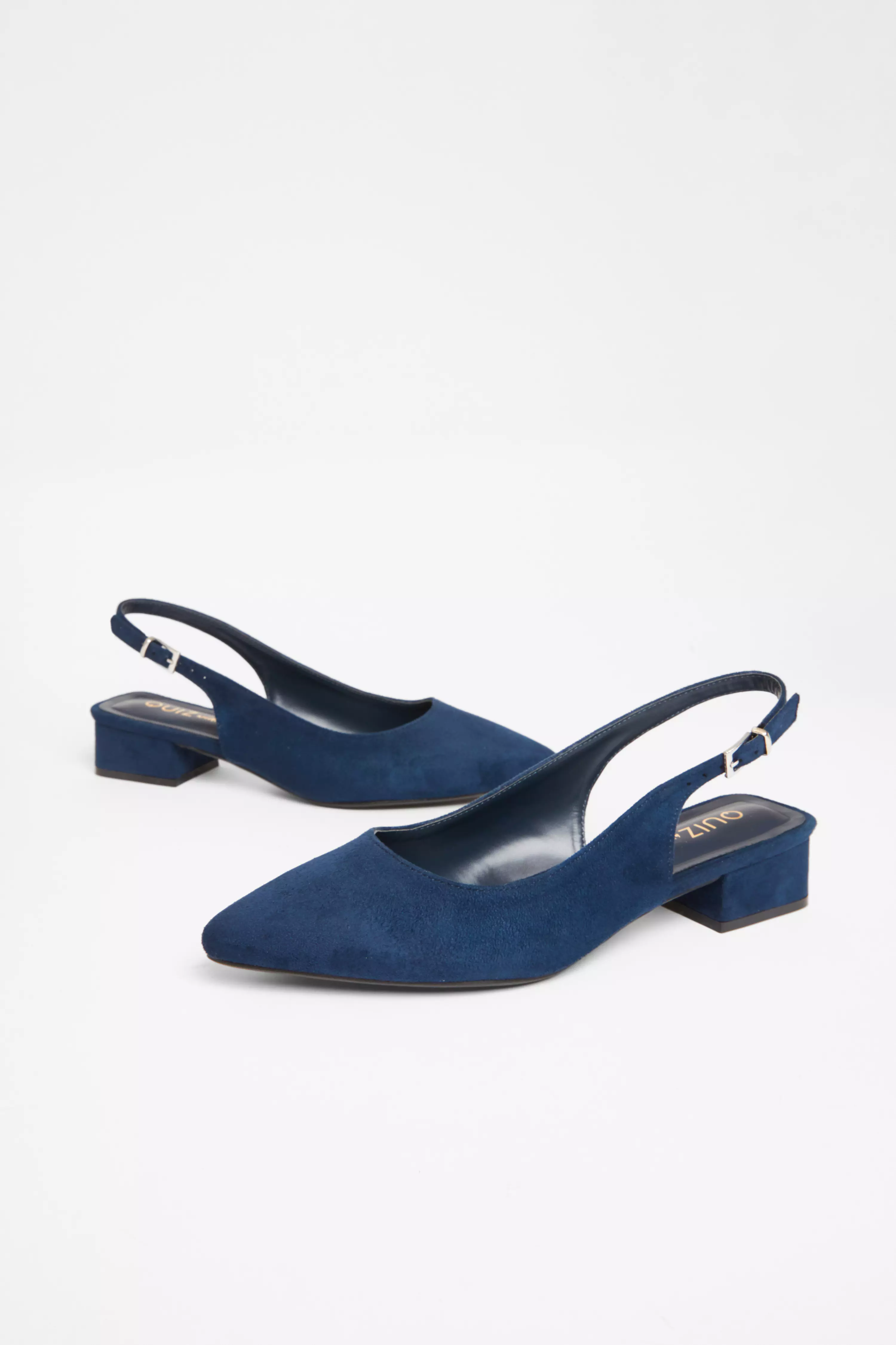 Wide Fit Navy Faux Suede Pumps