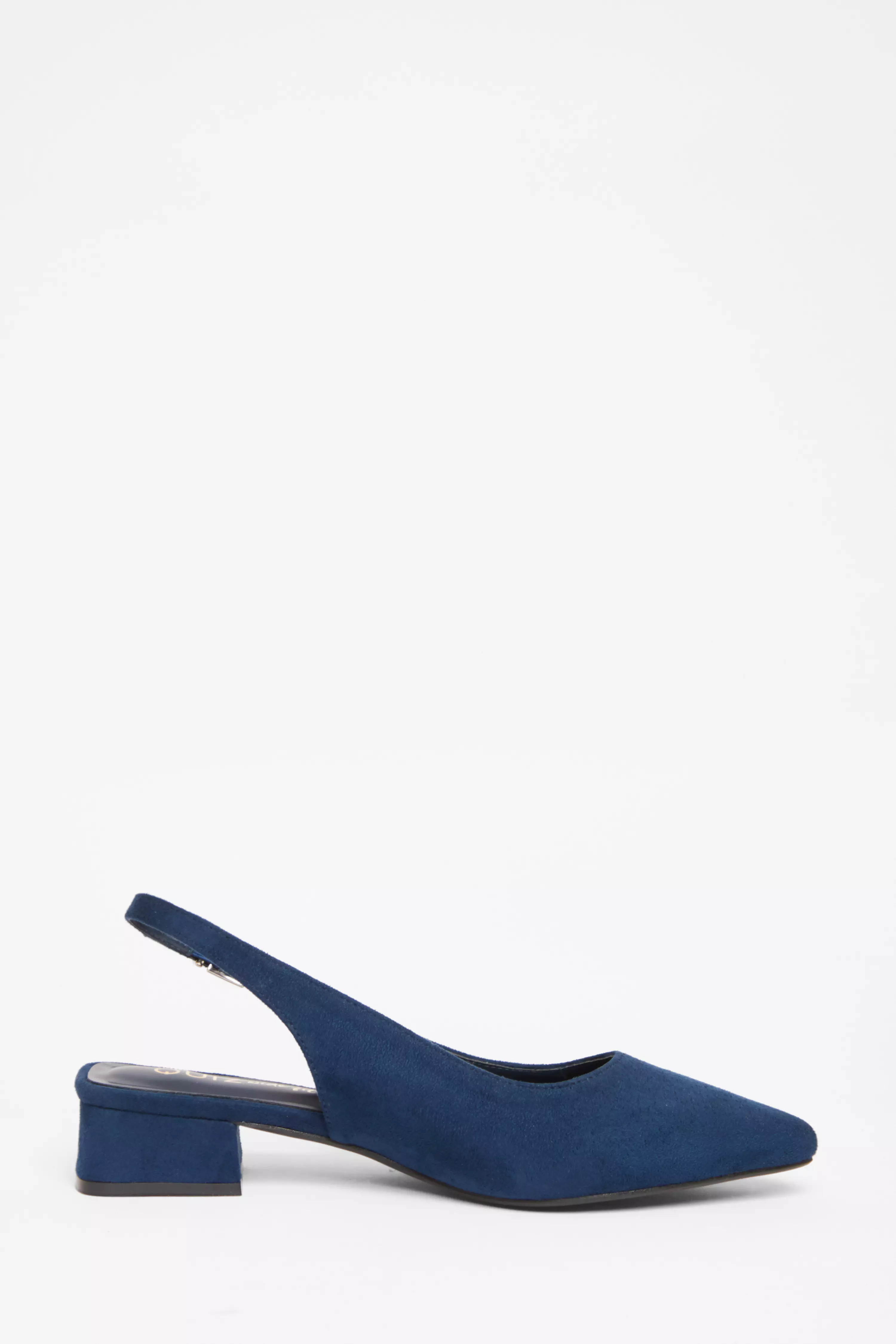 Wide Fit Navy Faux Suede Pumps