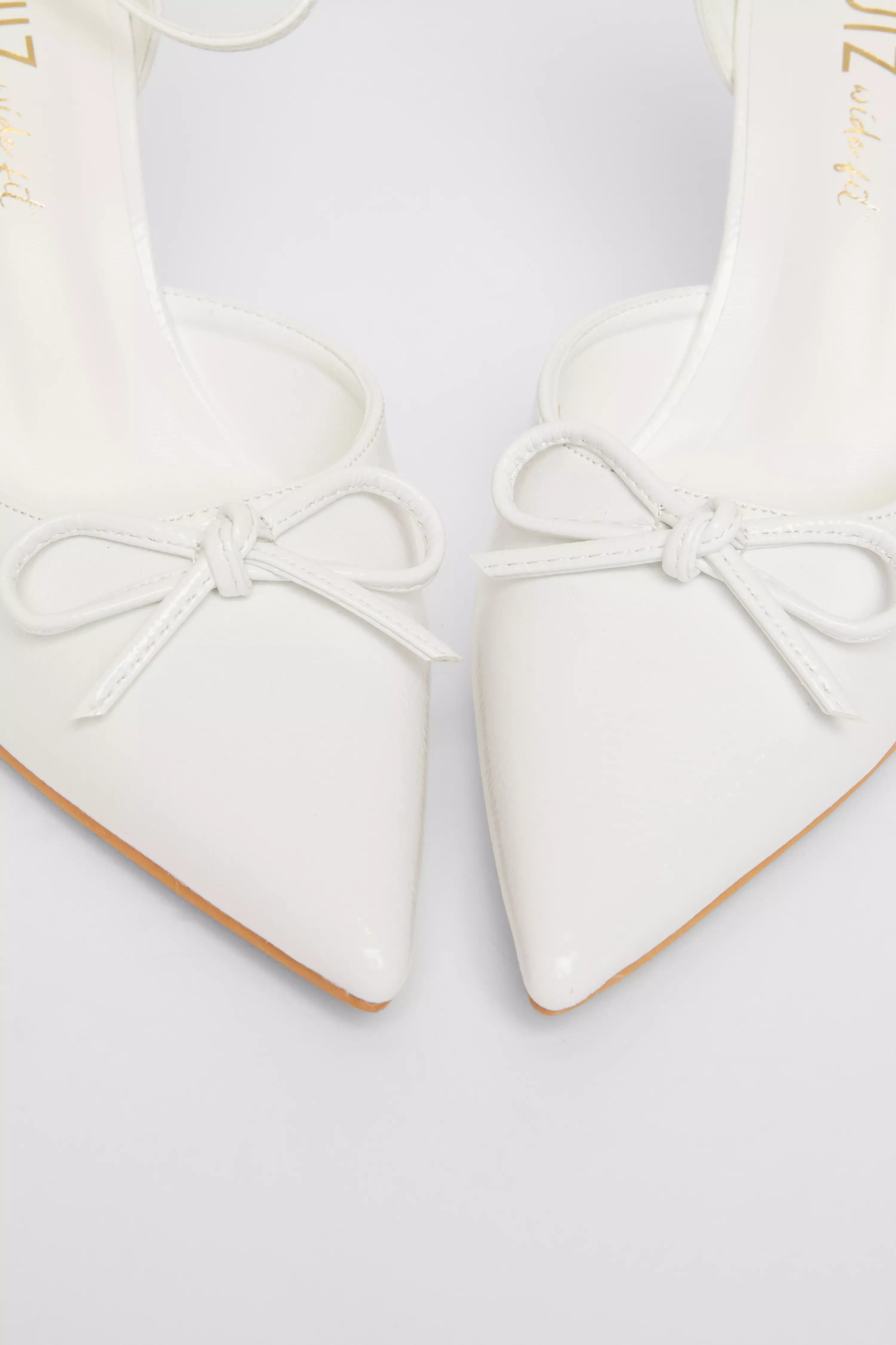 Wide Fit White Patent Bow Heels