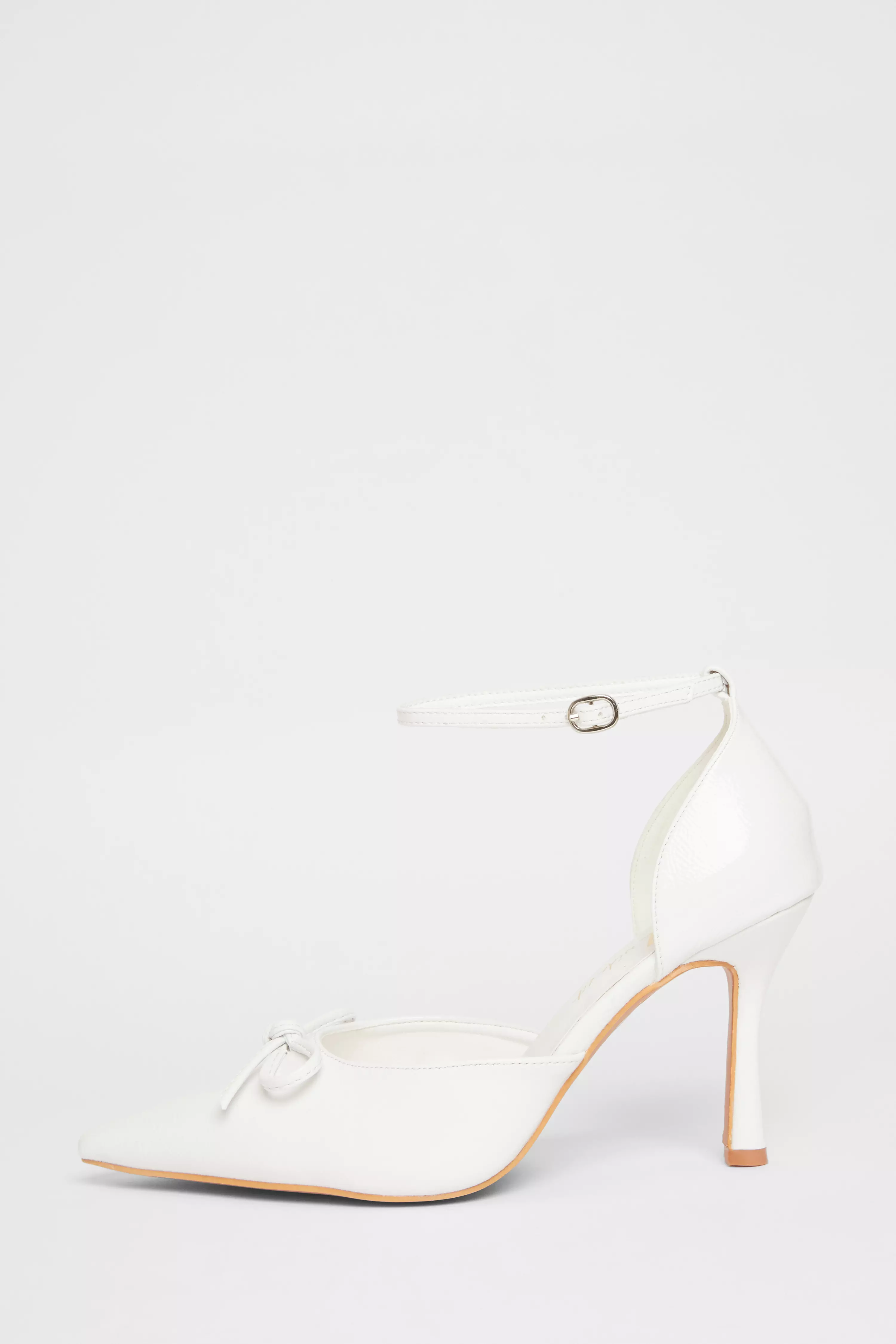 Wide Fit White Patent Bow Heels