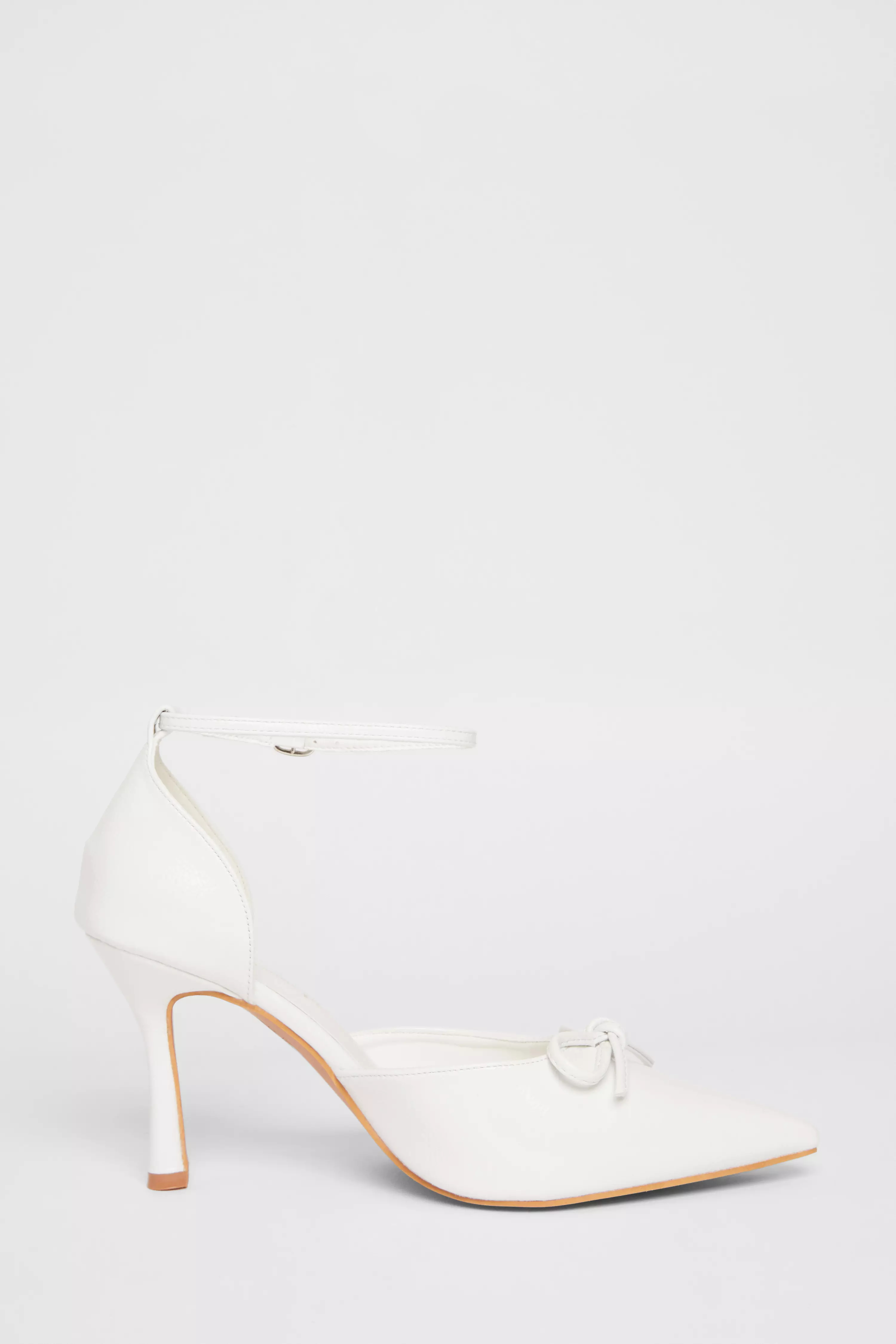 Wide Fit White Patent Bow Heels