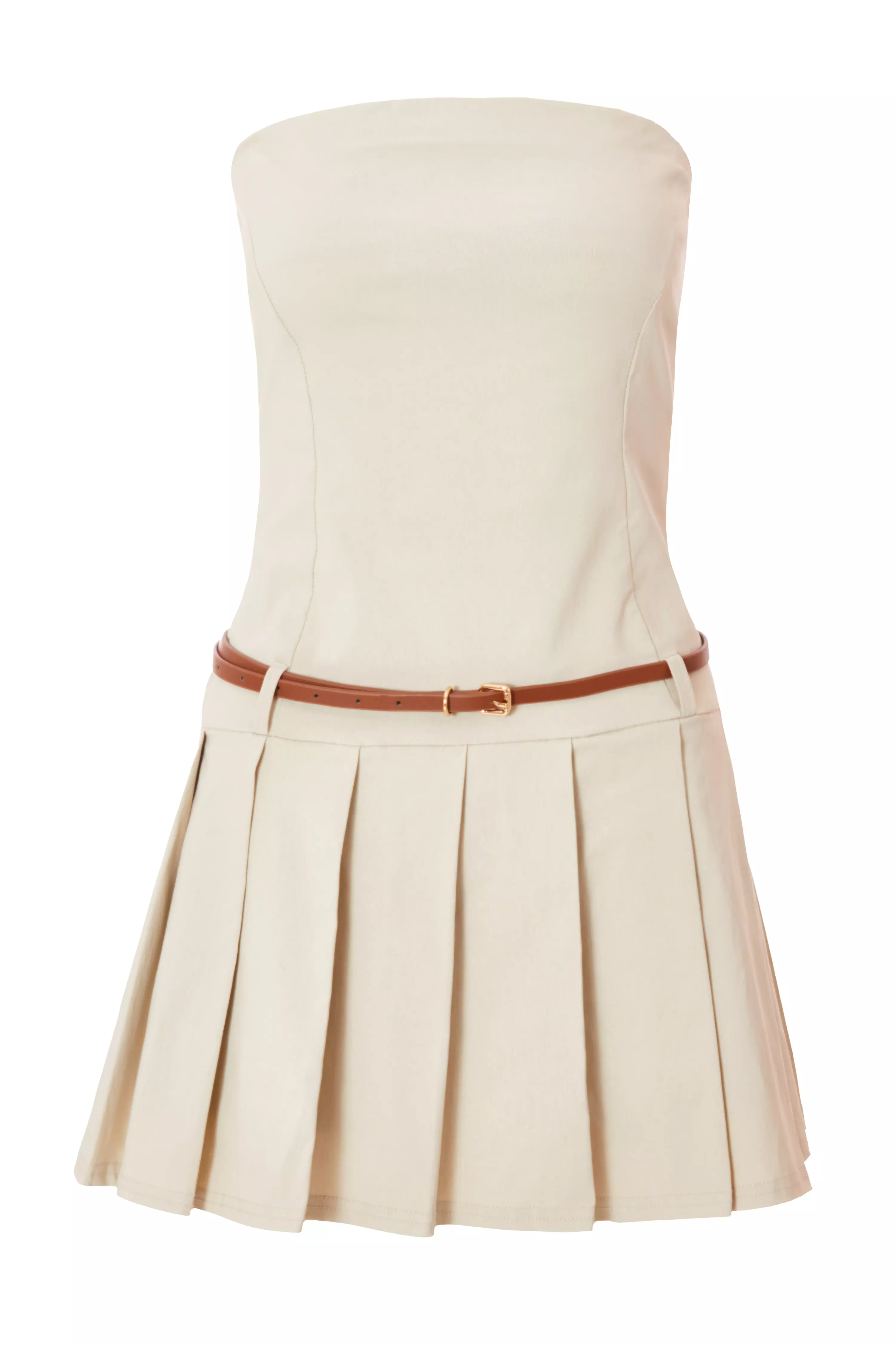 Stone Pleated Skort Playsuit