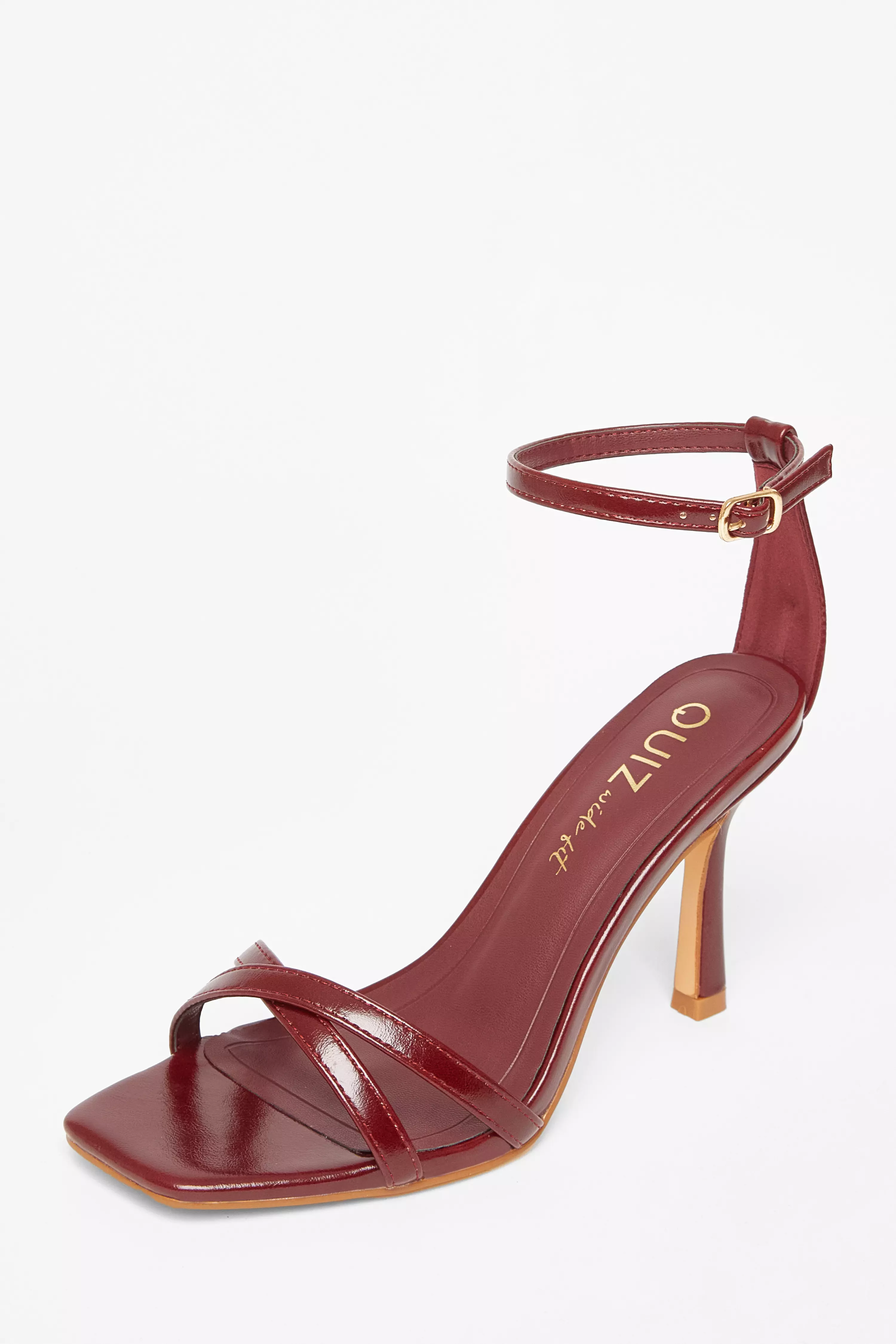 Wide Fit Dark Red Barely There Heels 