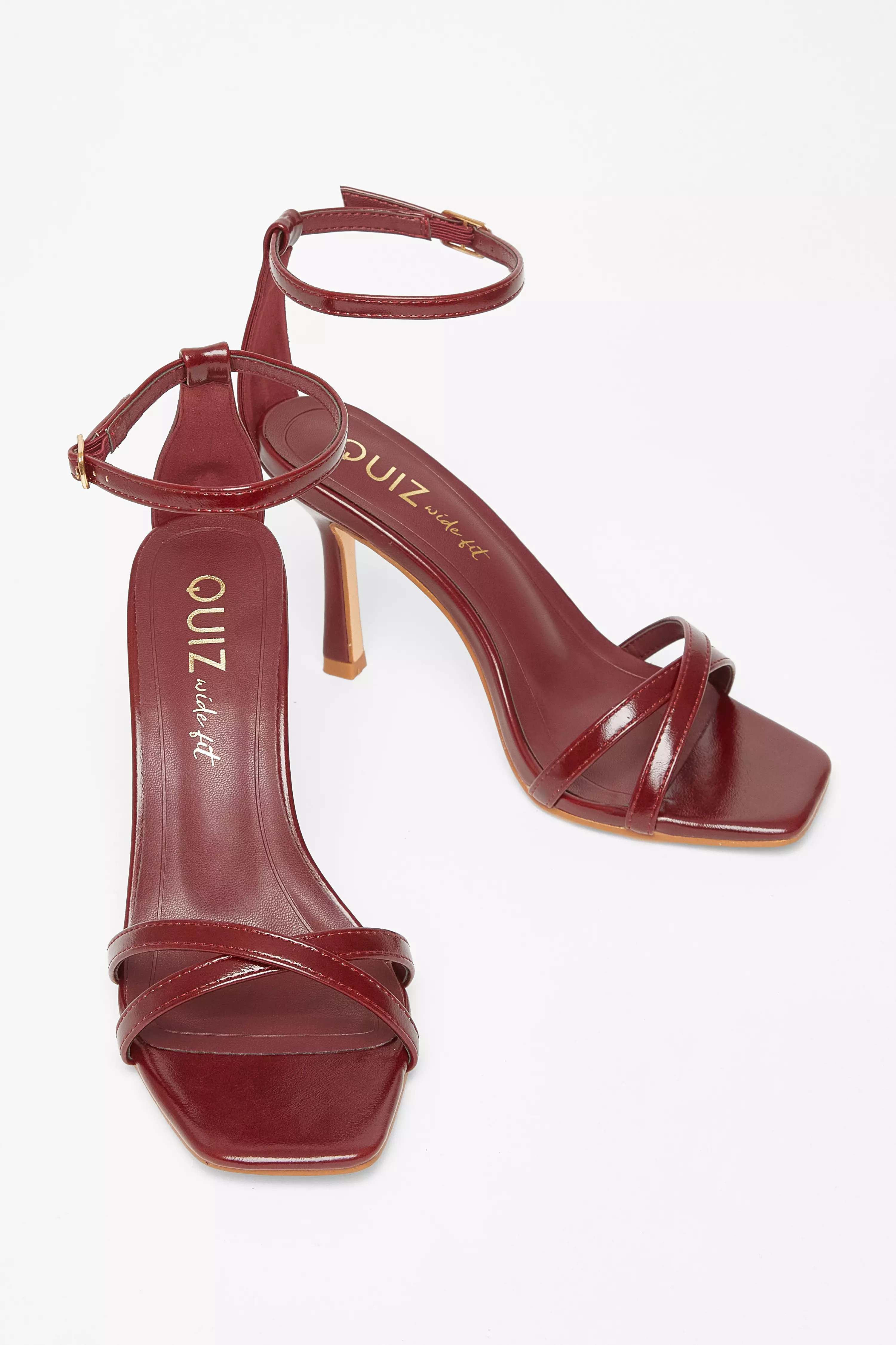 Wide Fit Dark Red Barely There Heels 