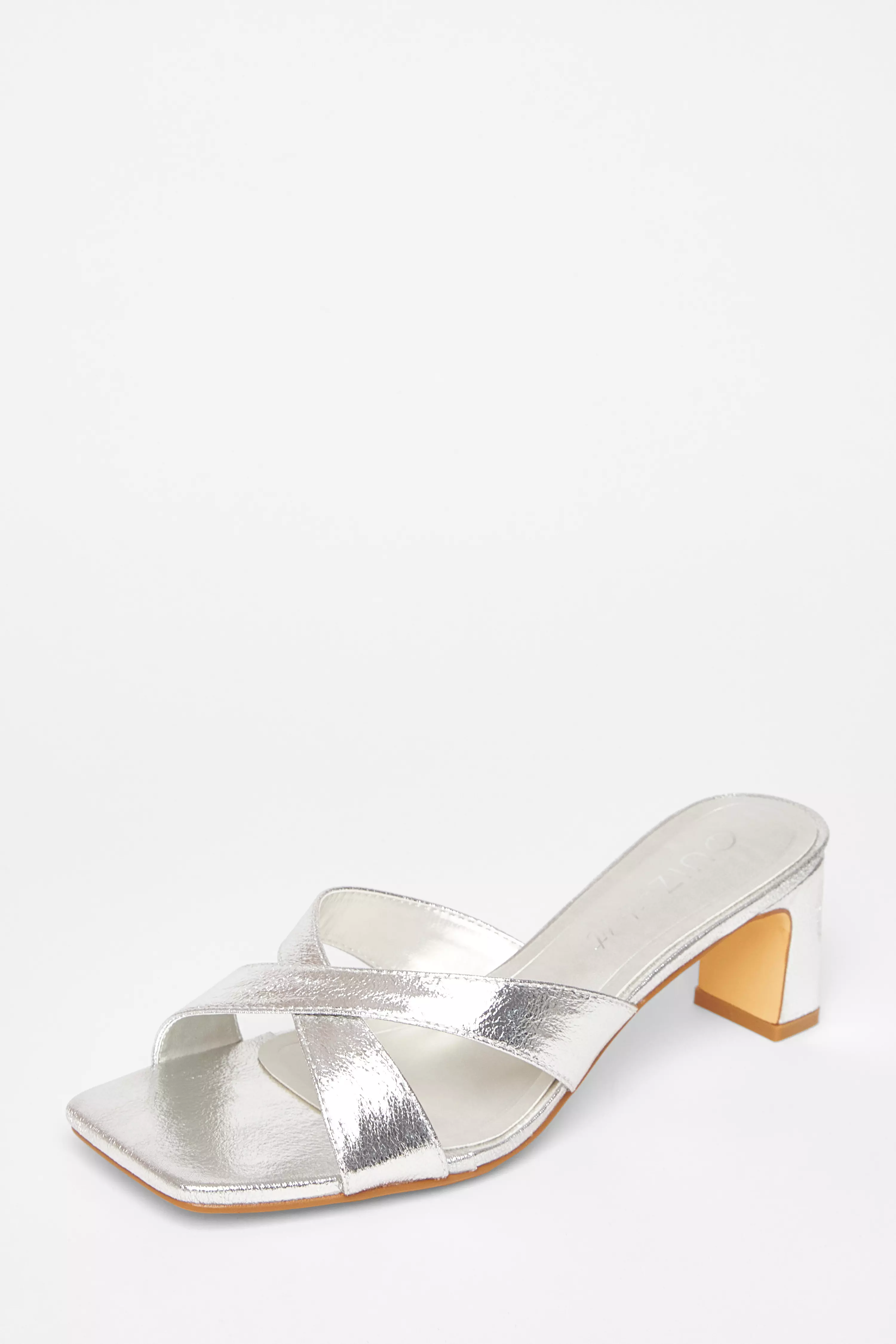 Wide Fit Silver Mule Heels
