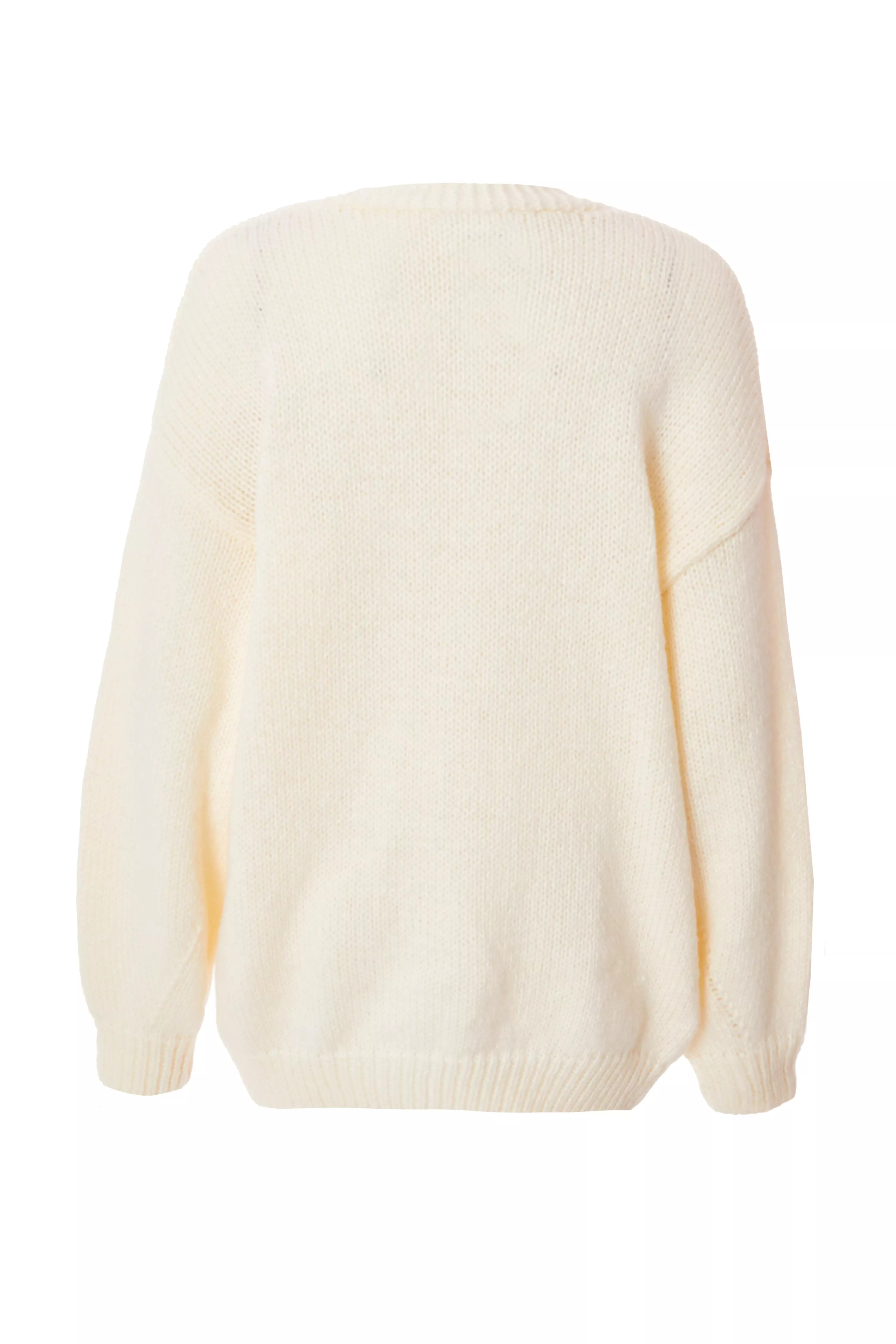Ivory Knitted Floral Cardigan