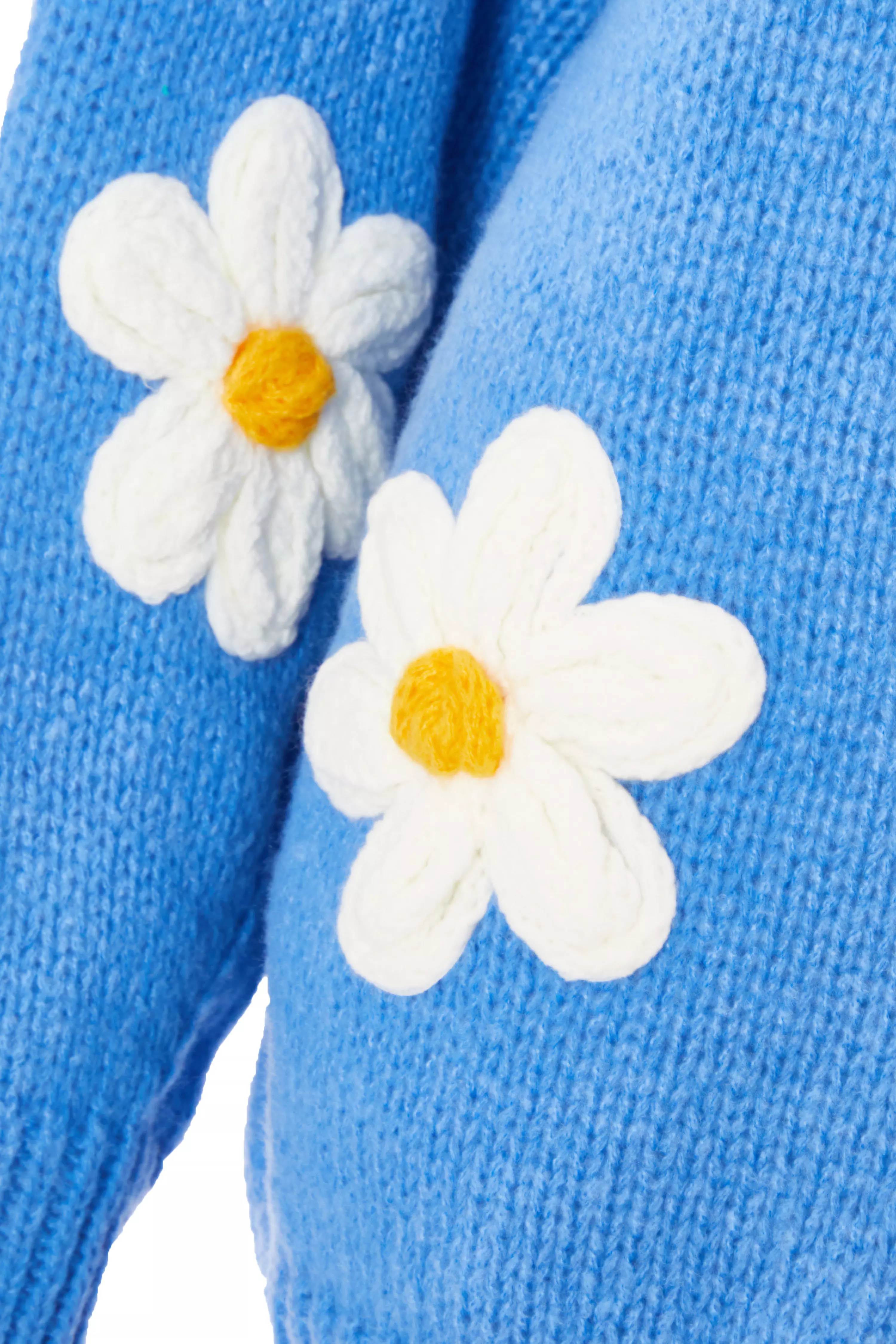 Blue Knitted Floral Cardigan