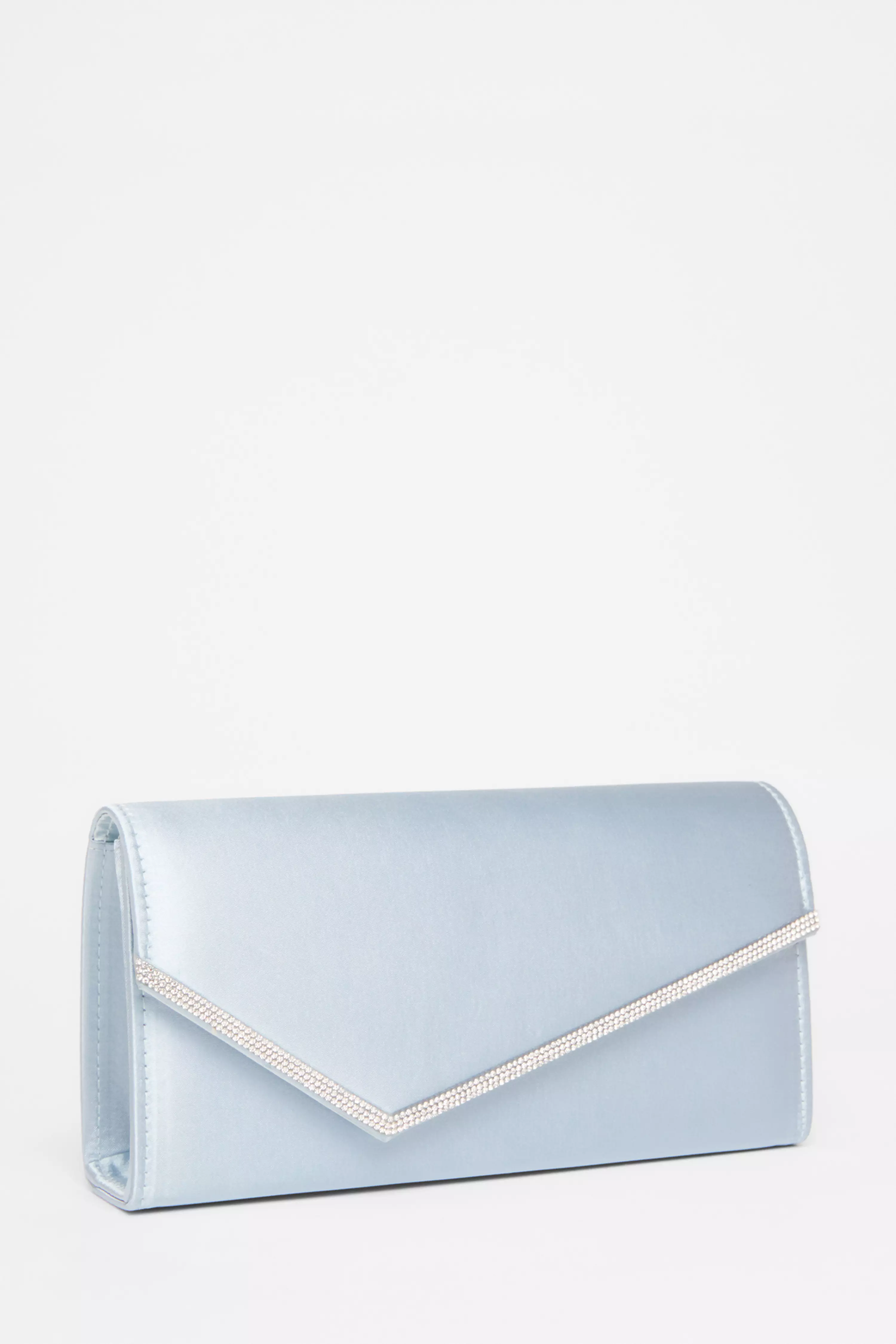 Light Blue Diamante Clutch