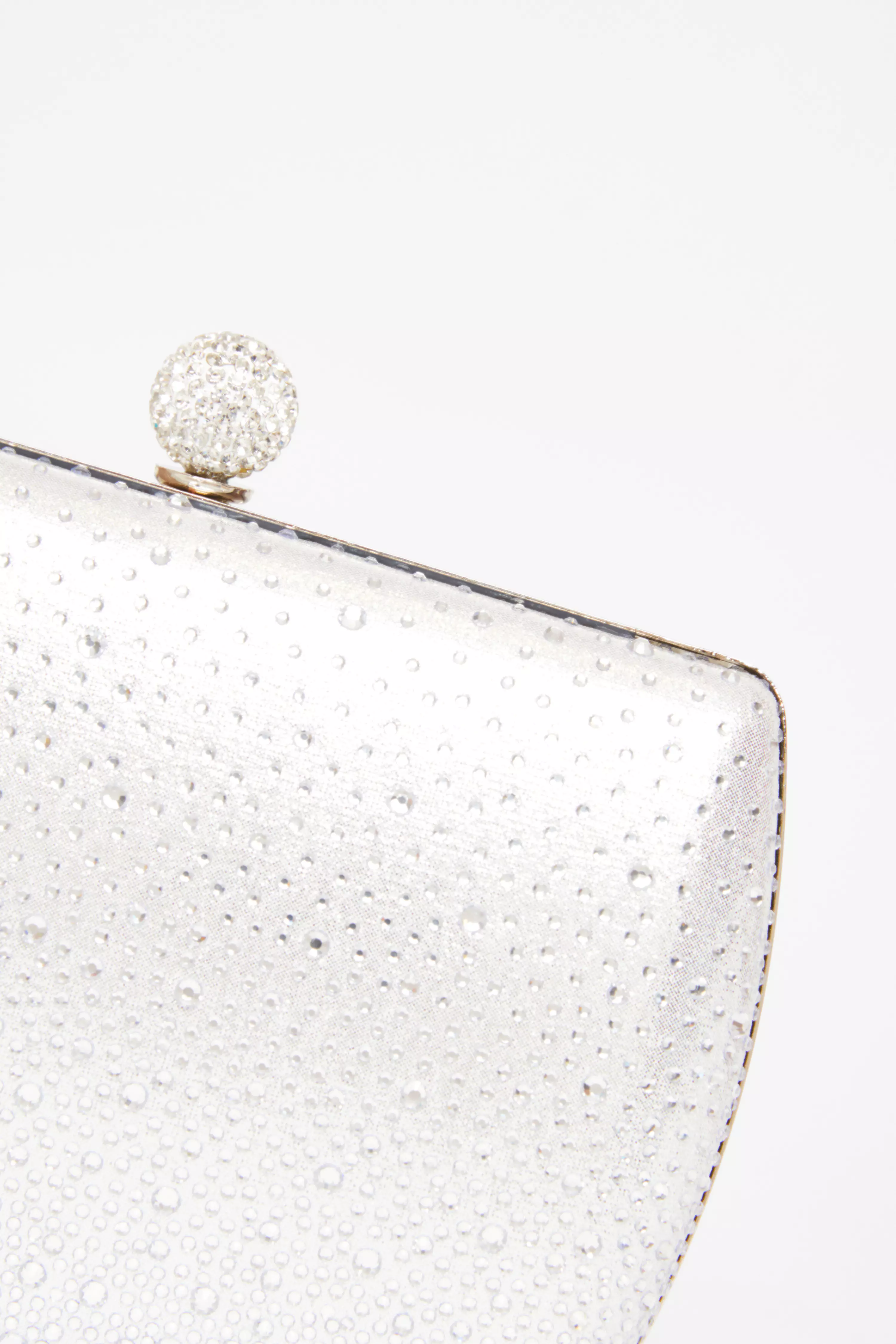 Silver Diamante Curve Box Bag