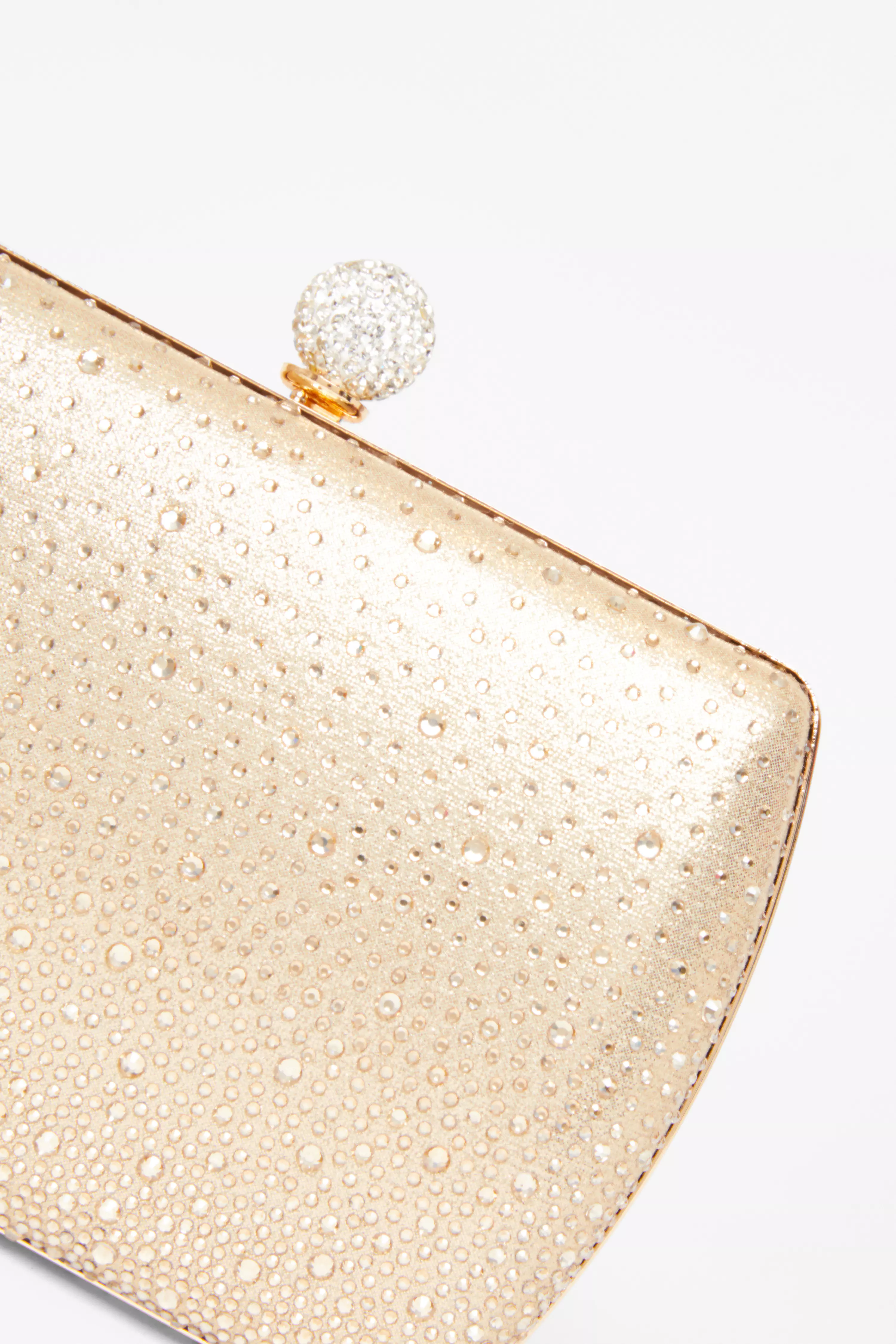 Gold Diamante Curve Box Bag