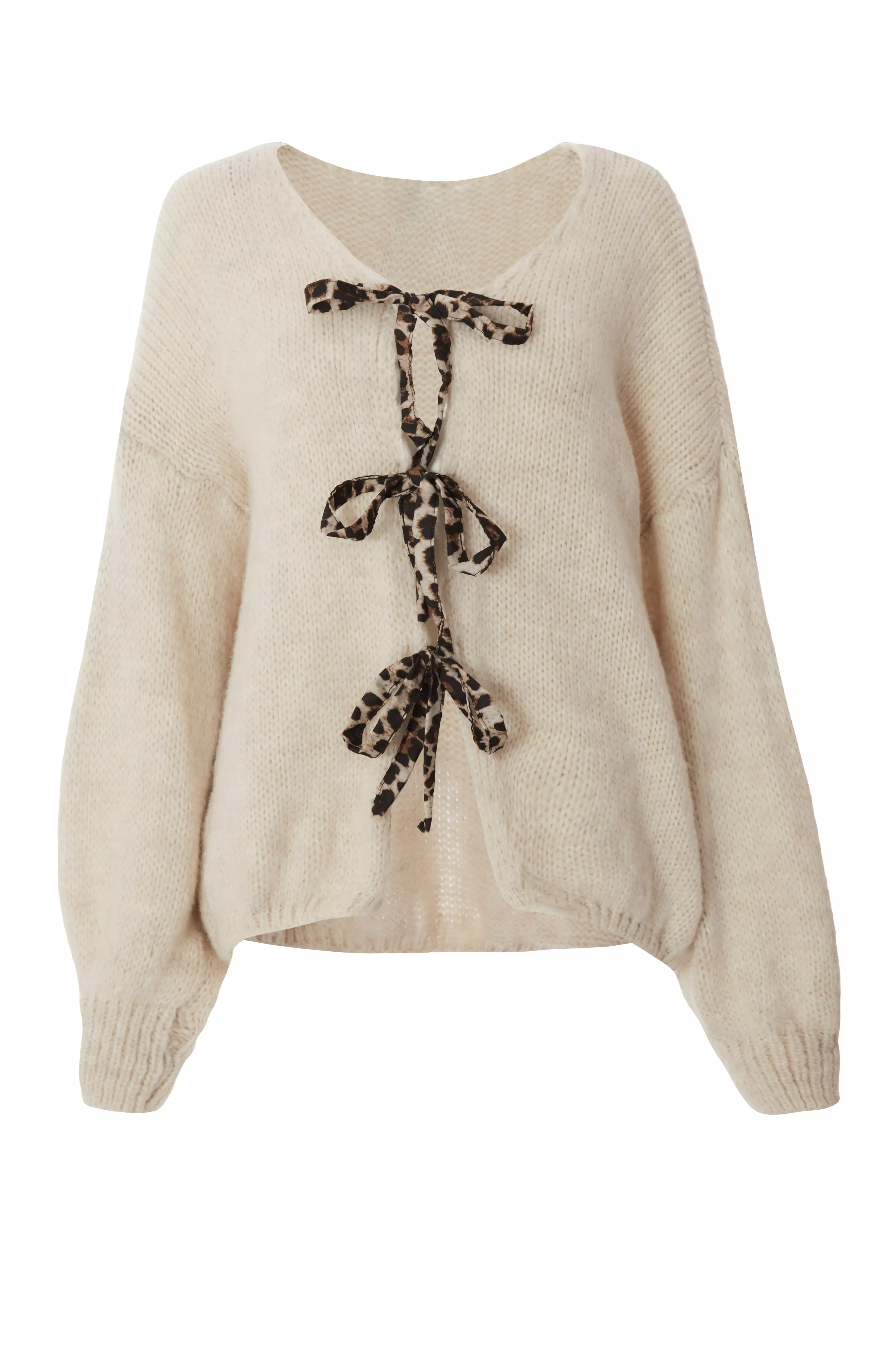 Cream Knitted Tie Front Cardigan