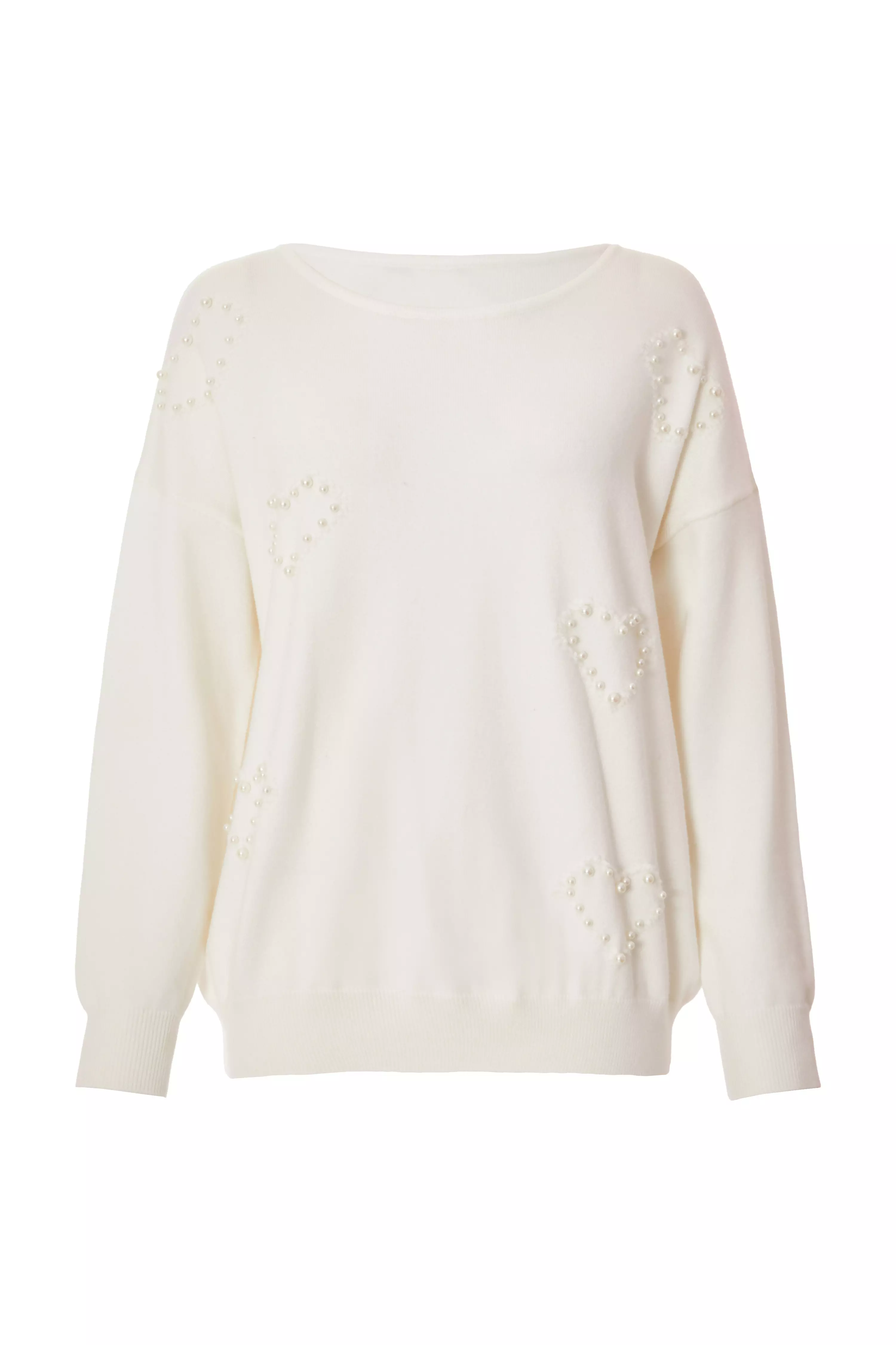 Cream Pearl Embellished Jumper