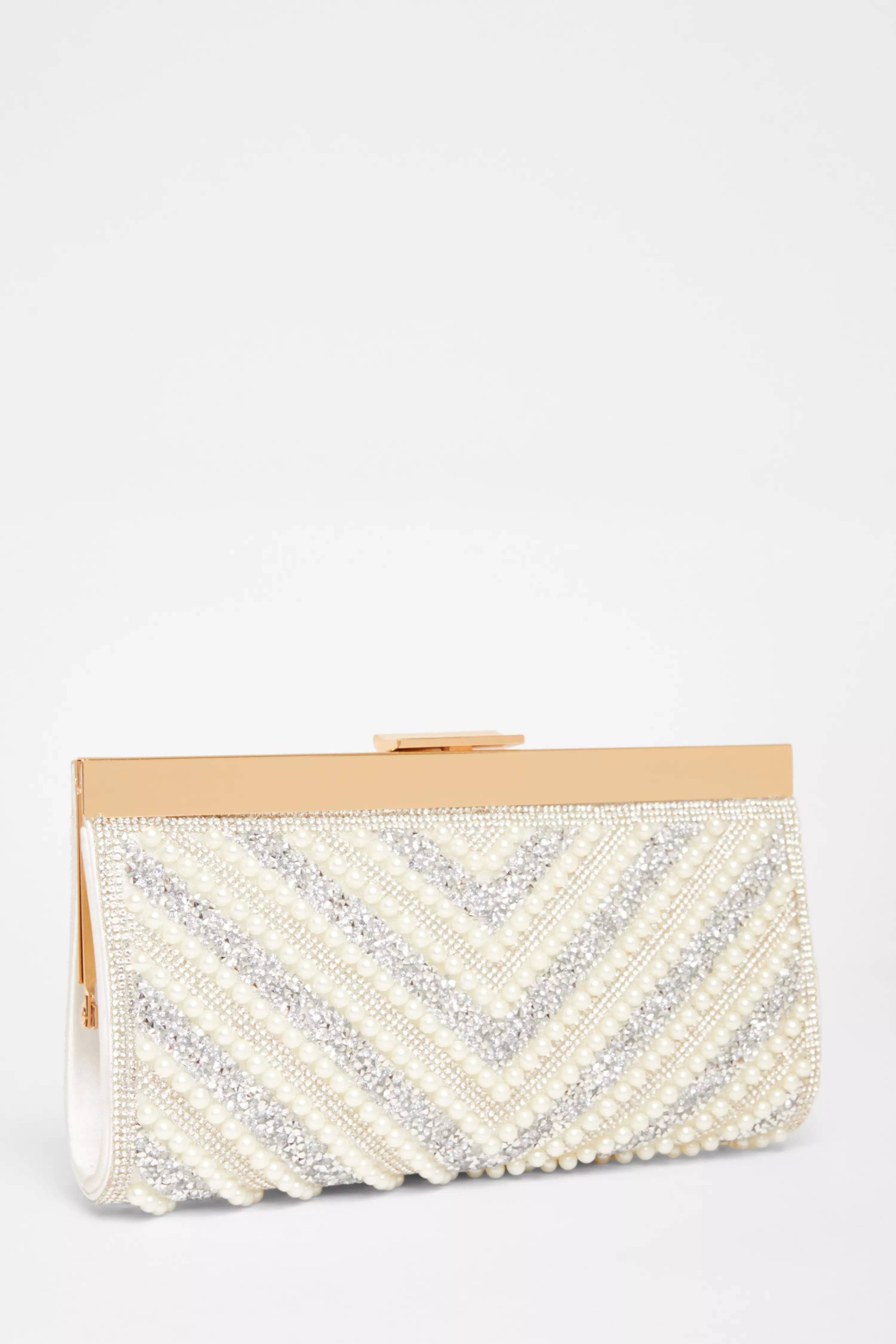 White Bridal Embellished Clutch Bag