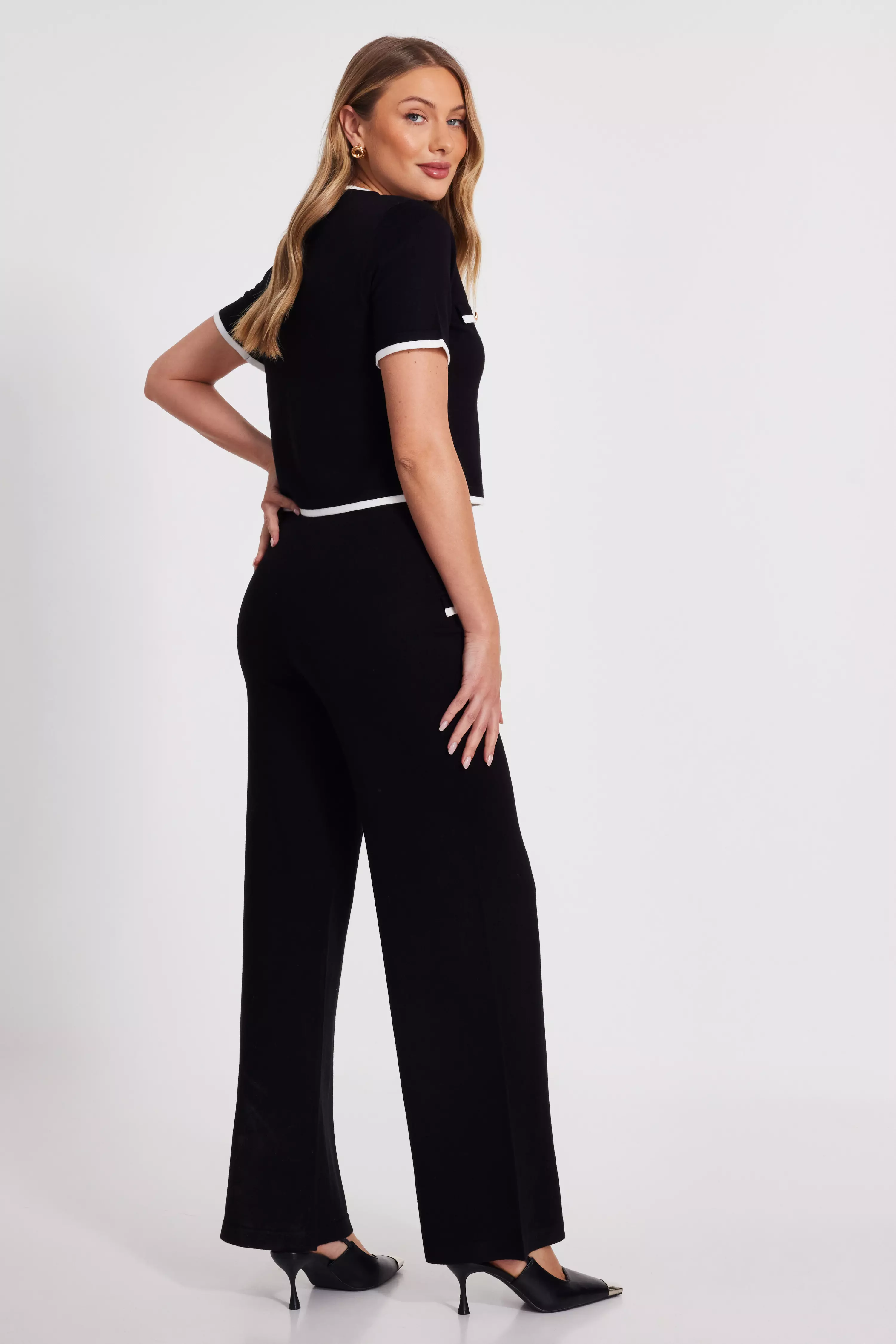 Black Knitted Palazzo Trousers