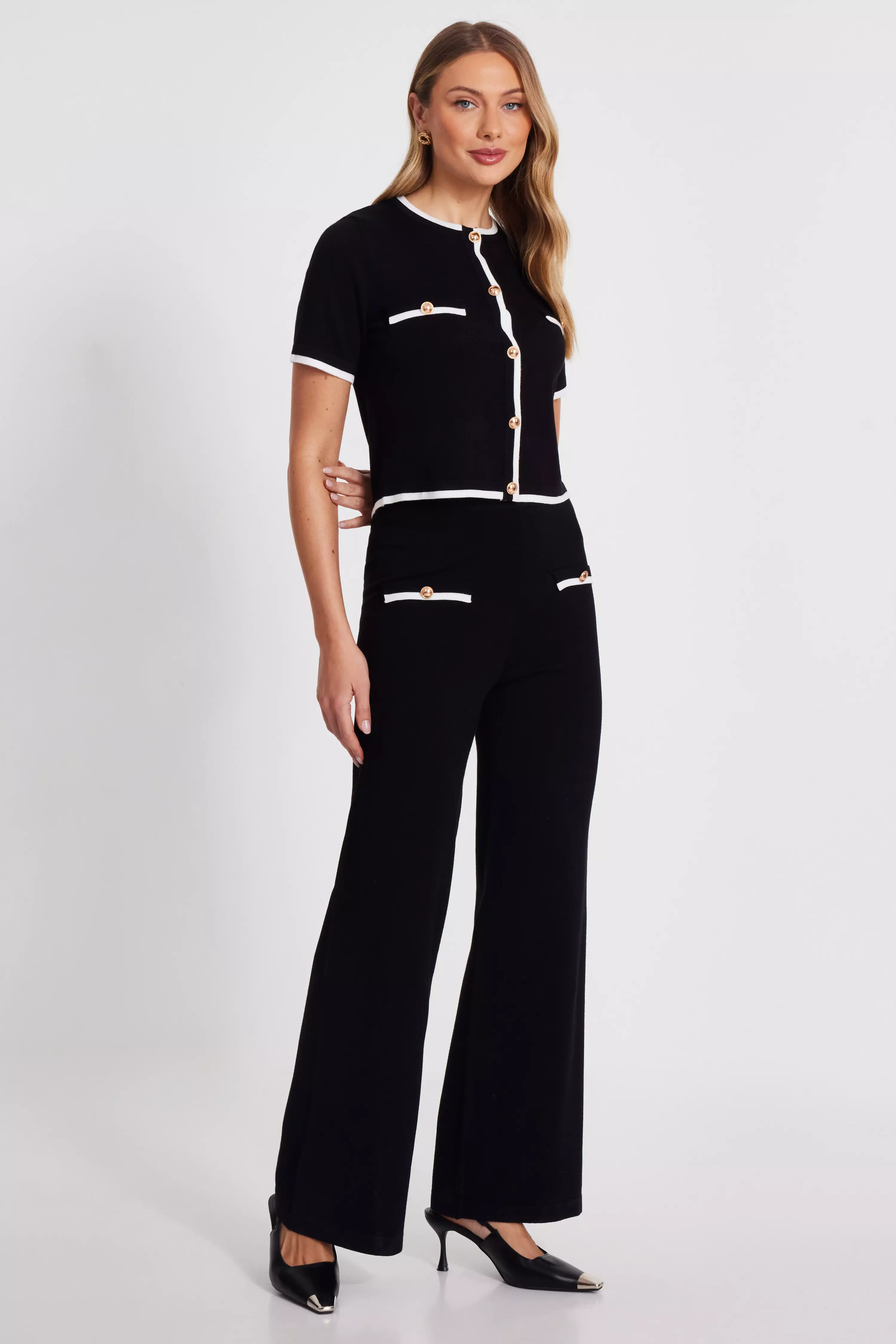 Black Knitted Palazzo Trousers