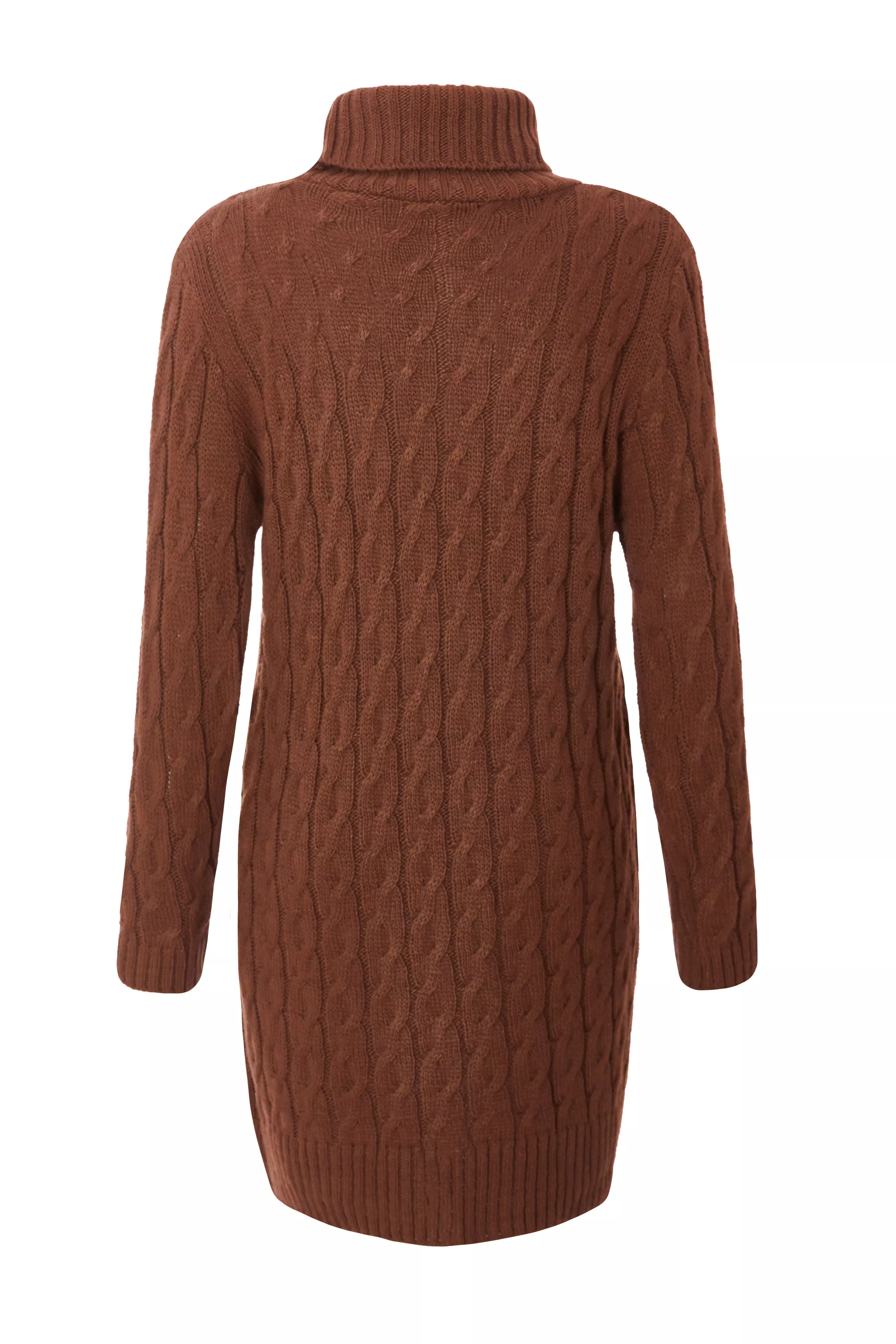 Brown Cable Knit Jumper Dress