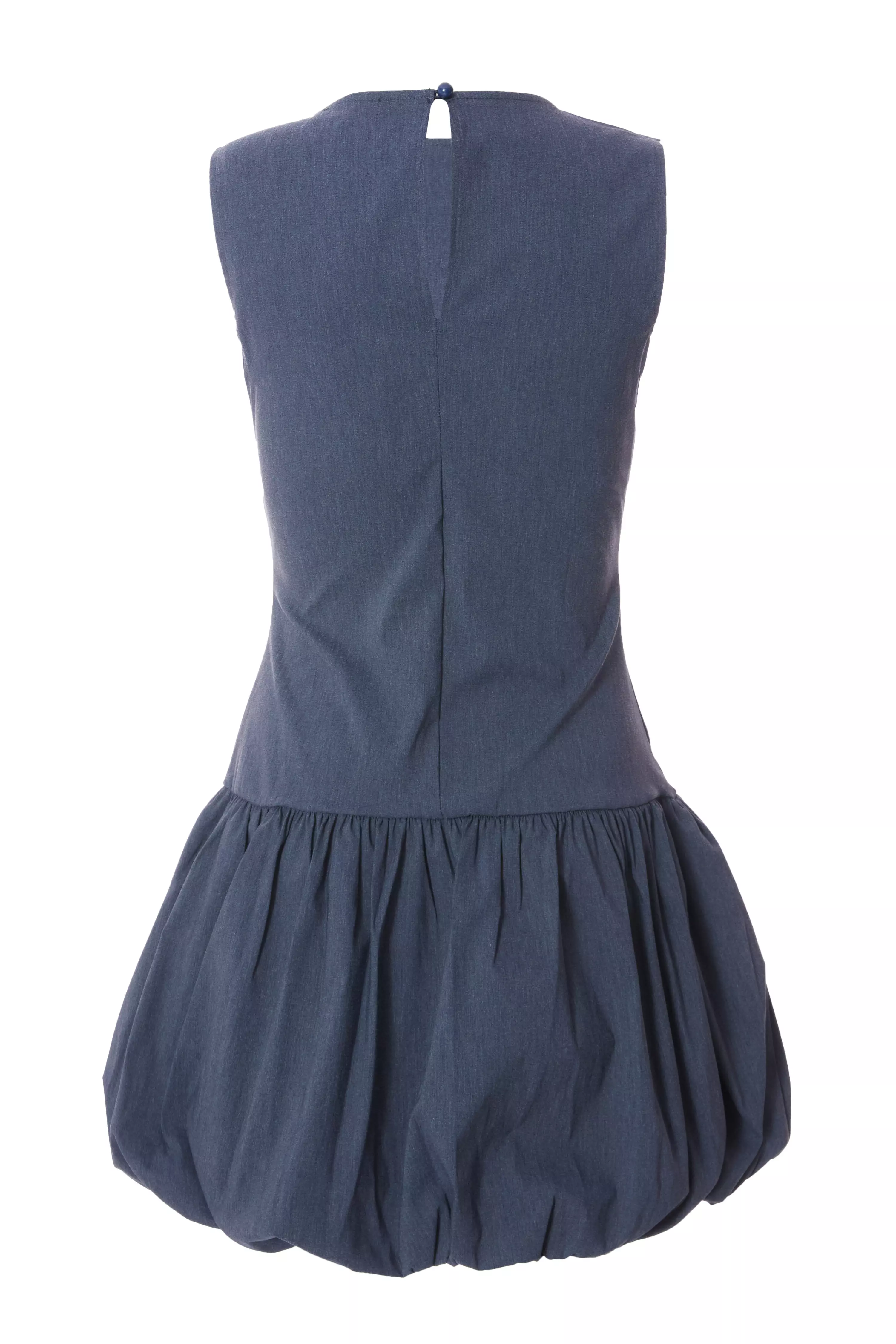 Blue Denim Puff Ball Skater Dress