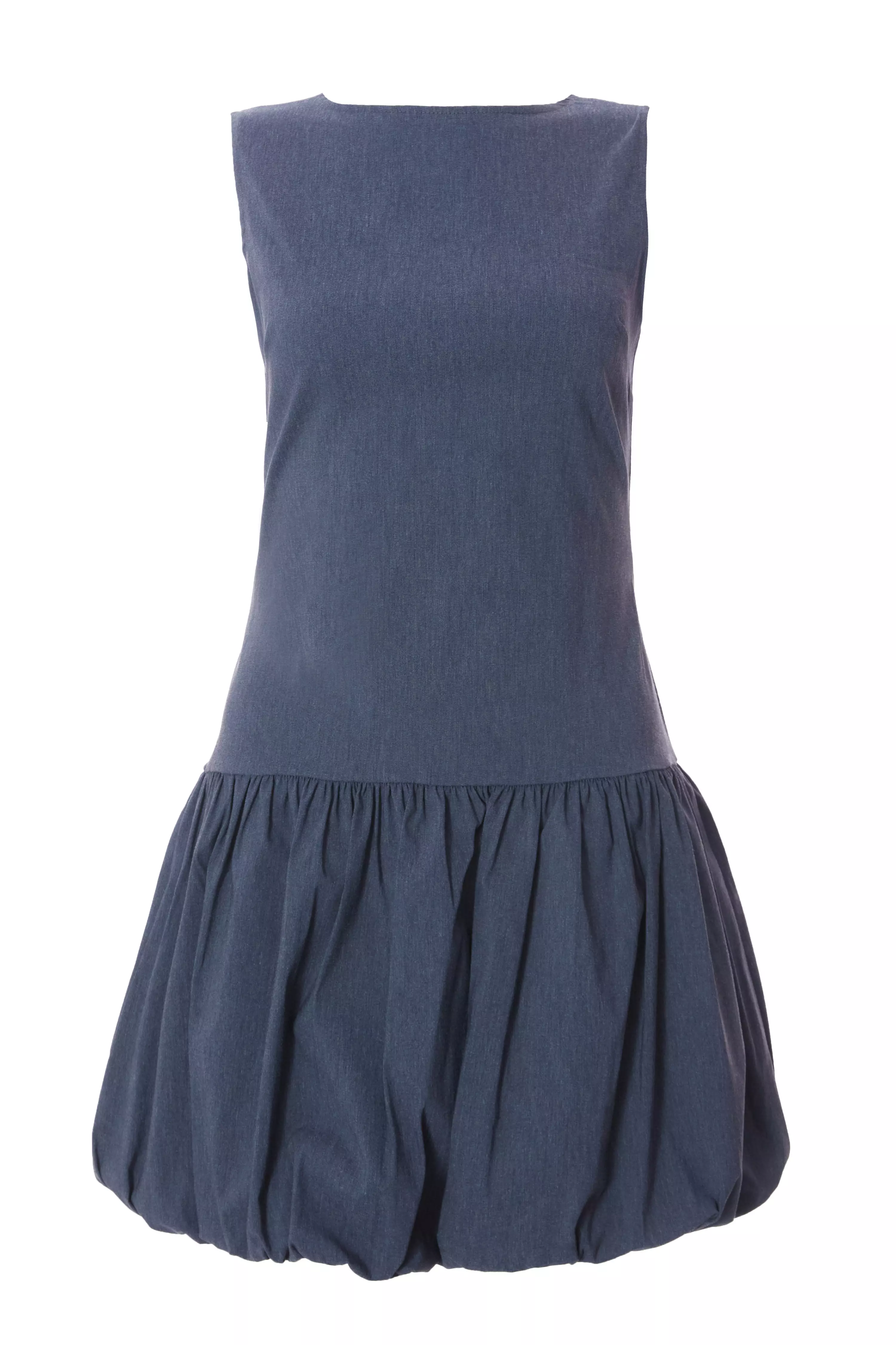 Blue Denim Puff Ball Skater Dress