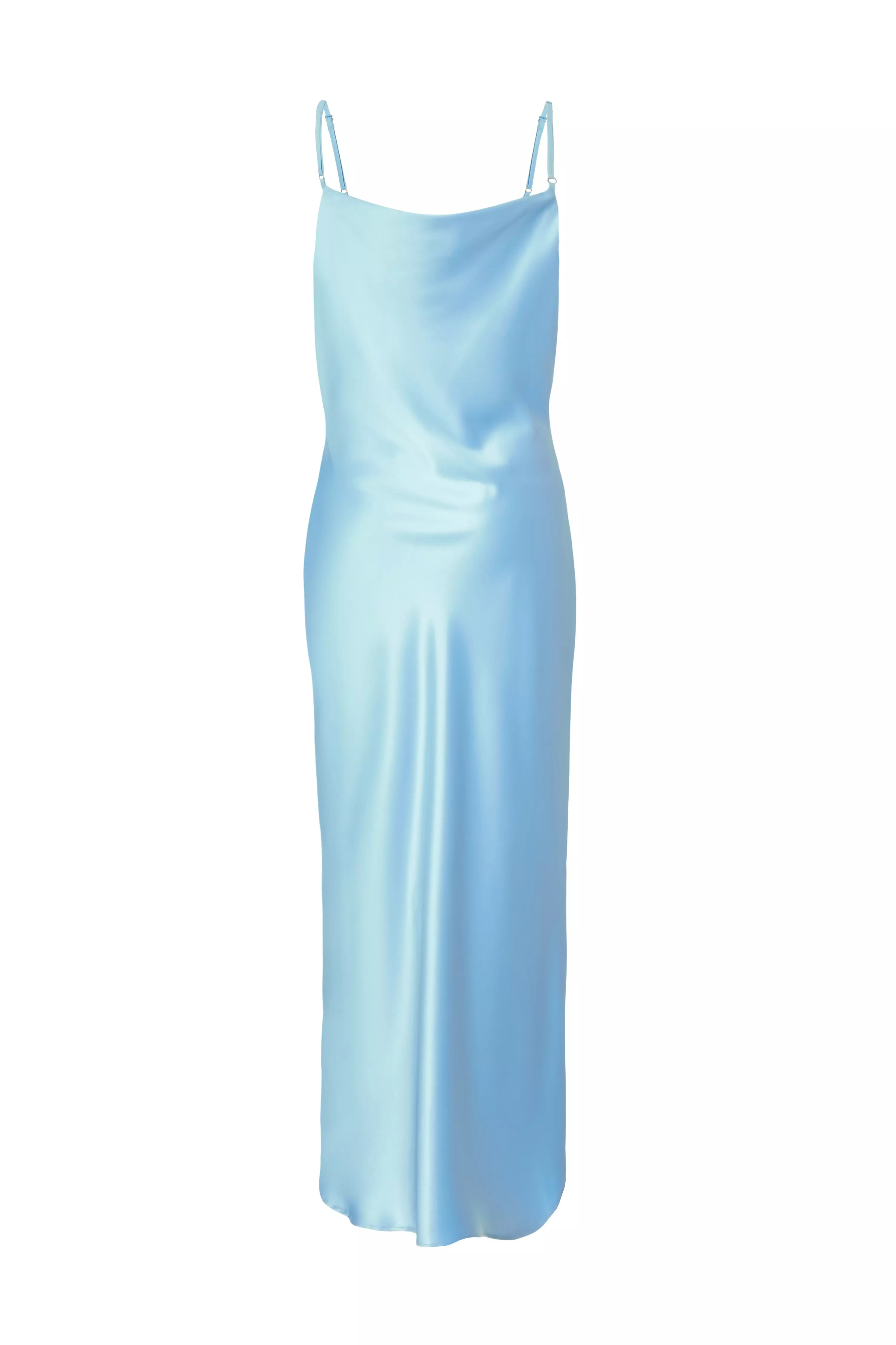 Light Blue Satin Midaxi Dress