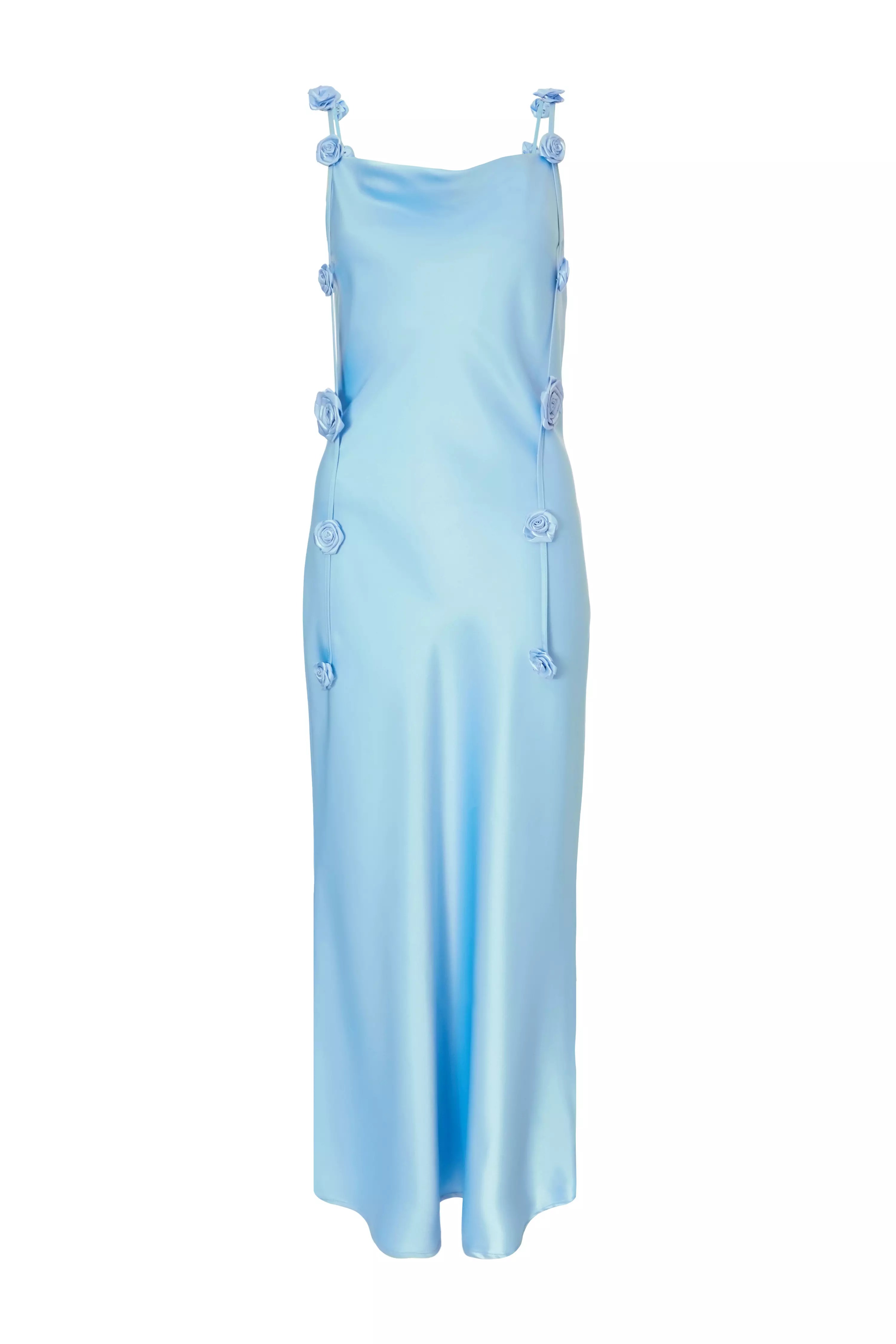 Light Blue Satin Midaxi Dress