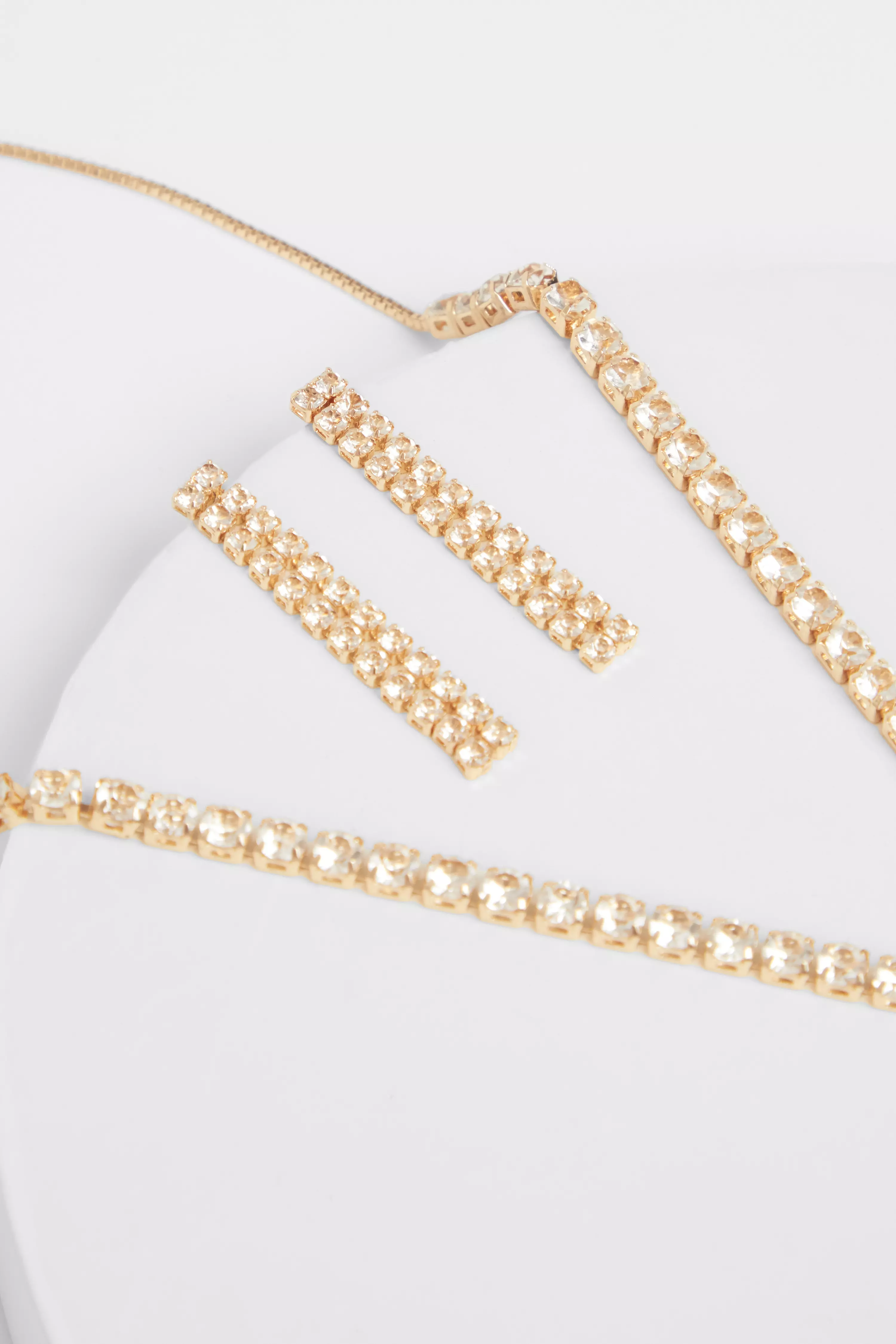 Gold Diamante Drop Jewellery Set