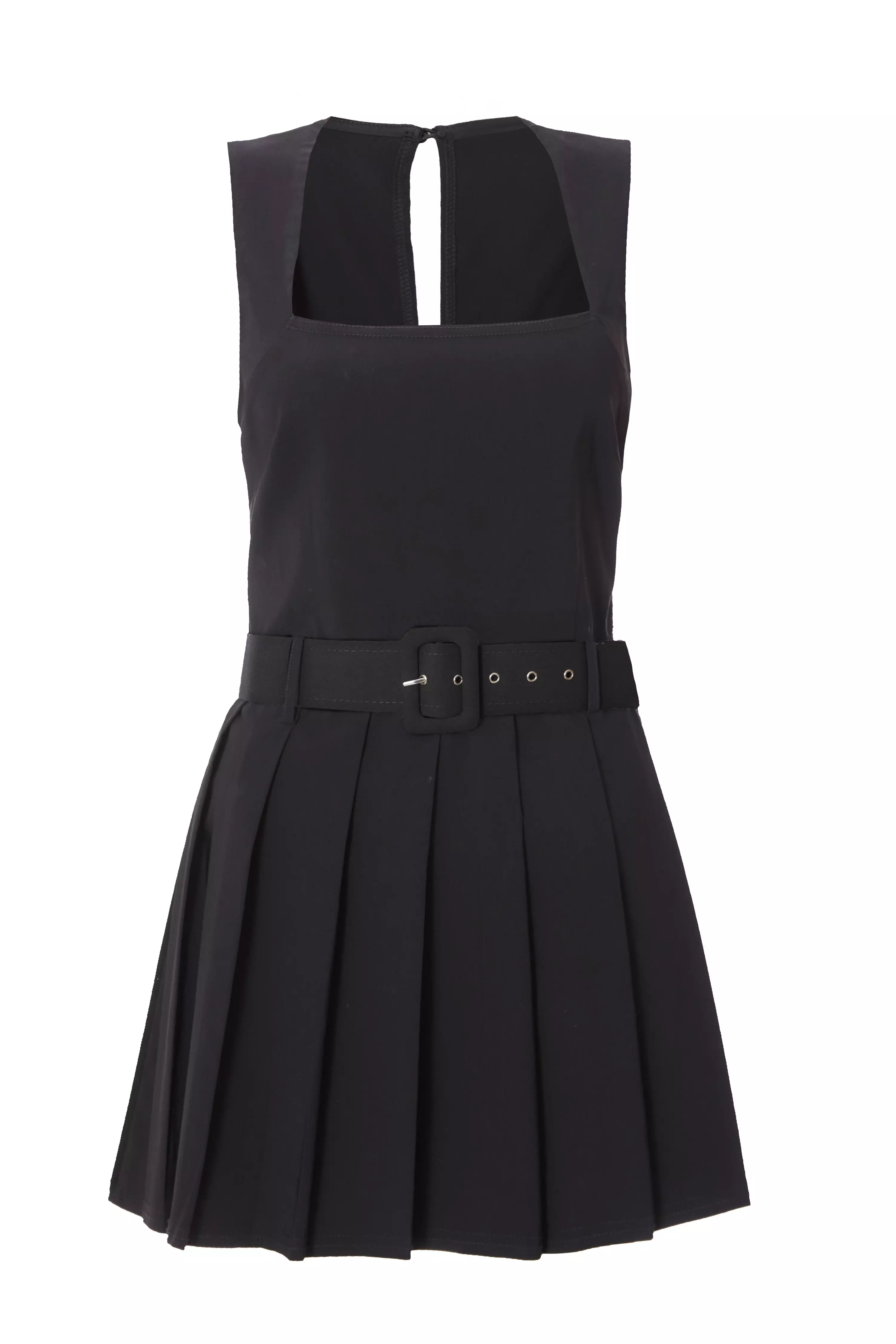 Black Pleated Skort Playsuit