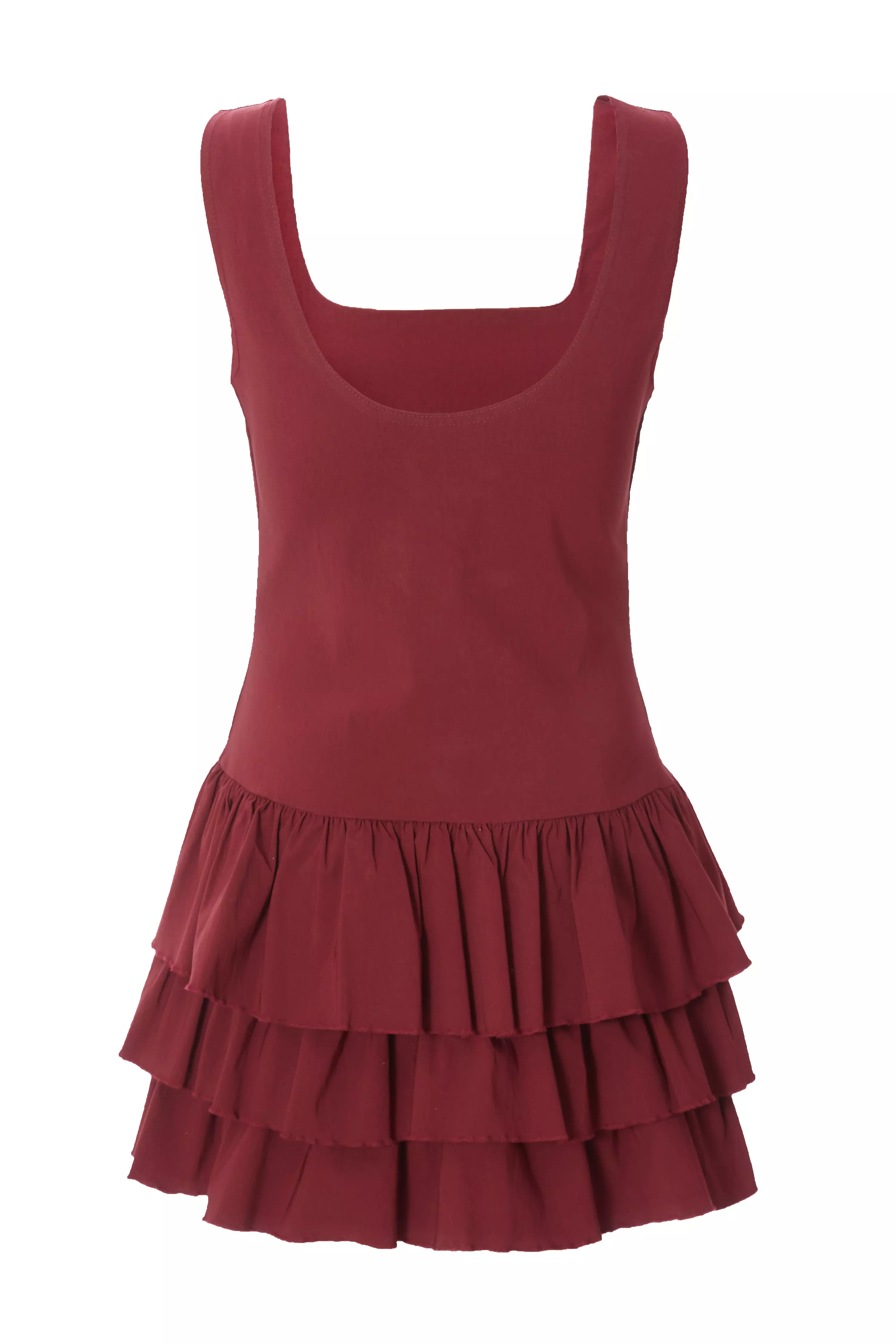 Dark Red Layered Mini Dress