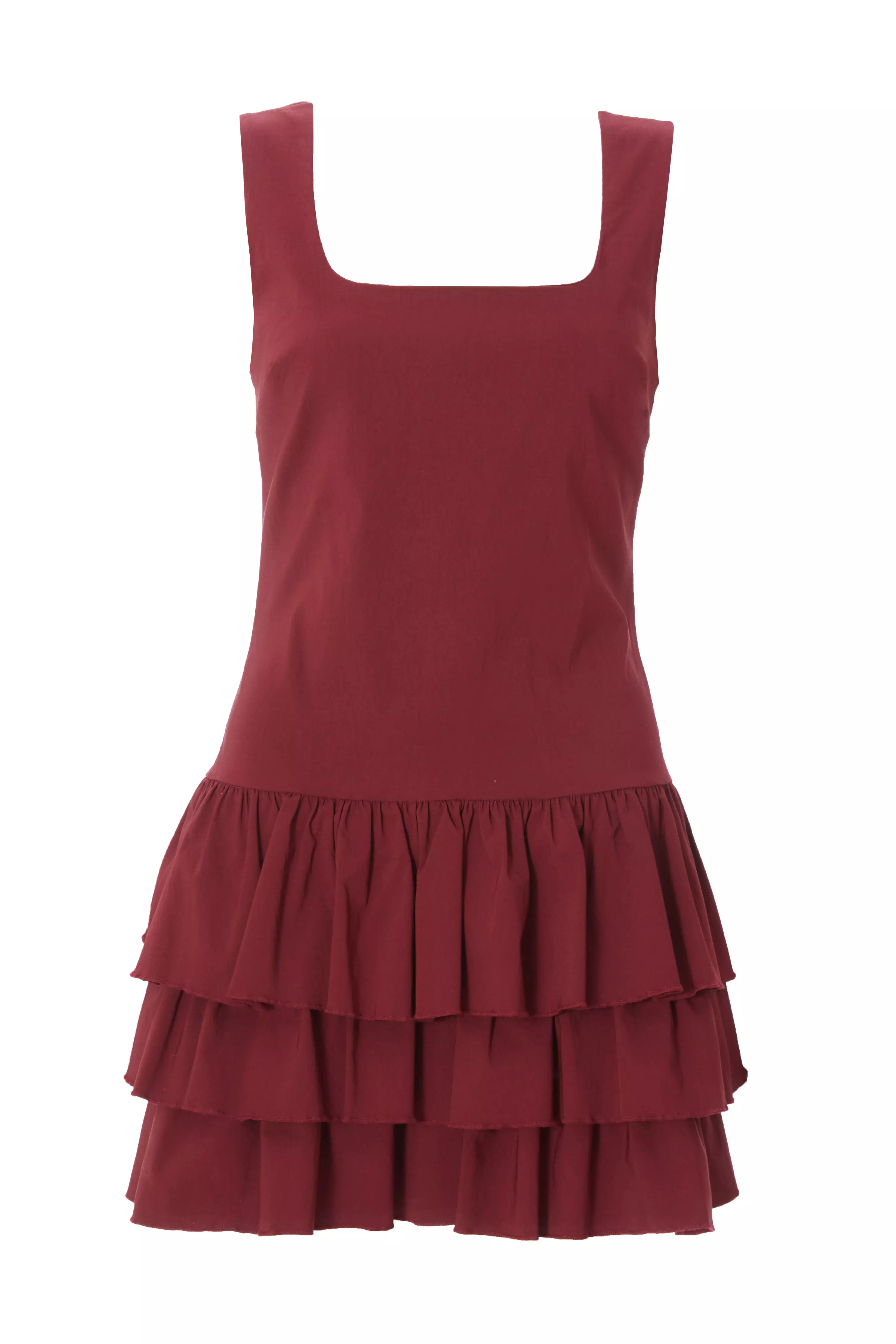 Dark Red Layered Mini Dress