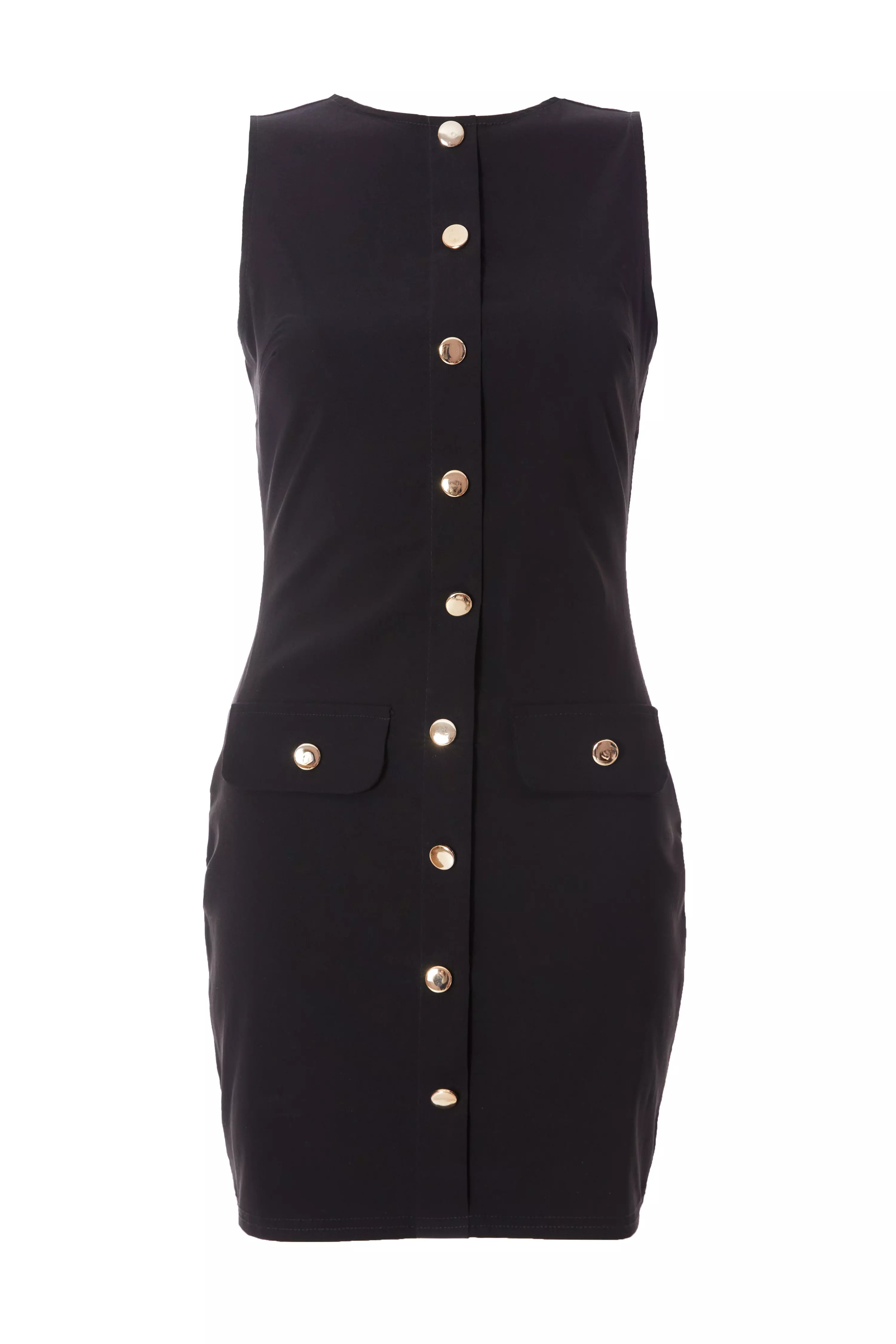 Black Button Front Mini Dress