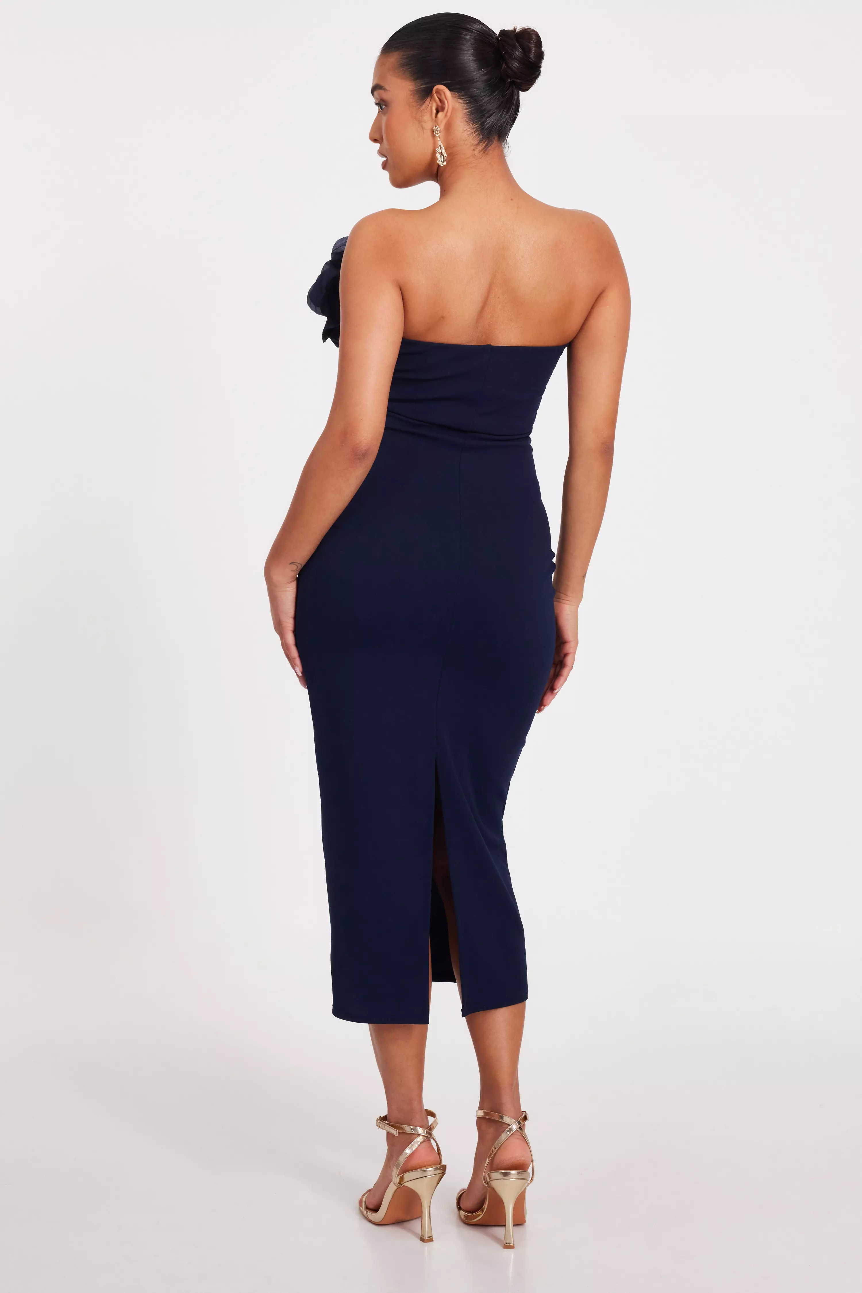 Petite Navy Corsage Midaxi Dress