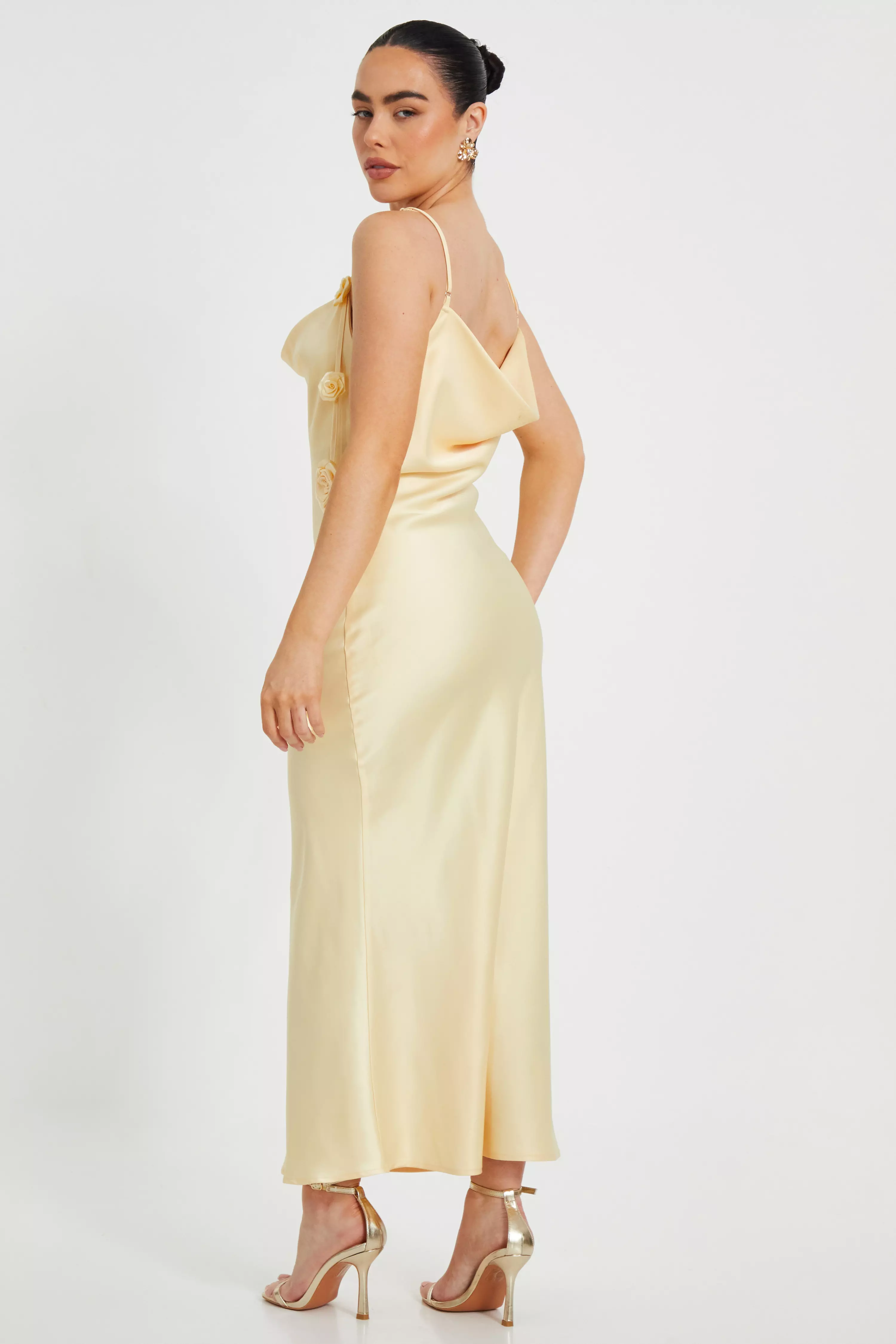 Petite Lemon Satin Midaxi Dress