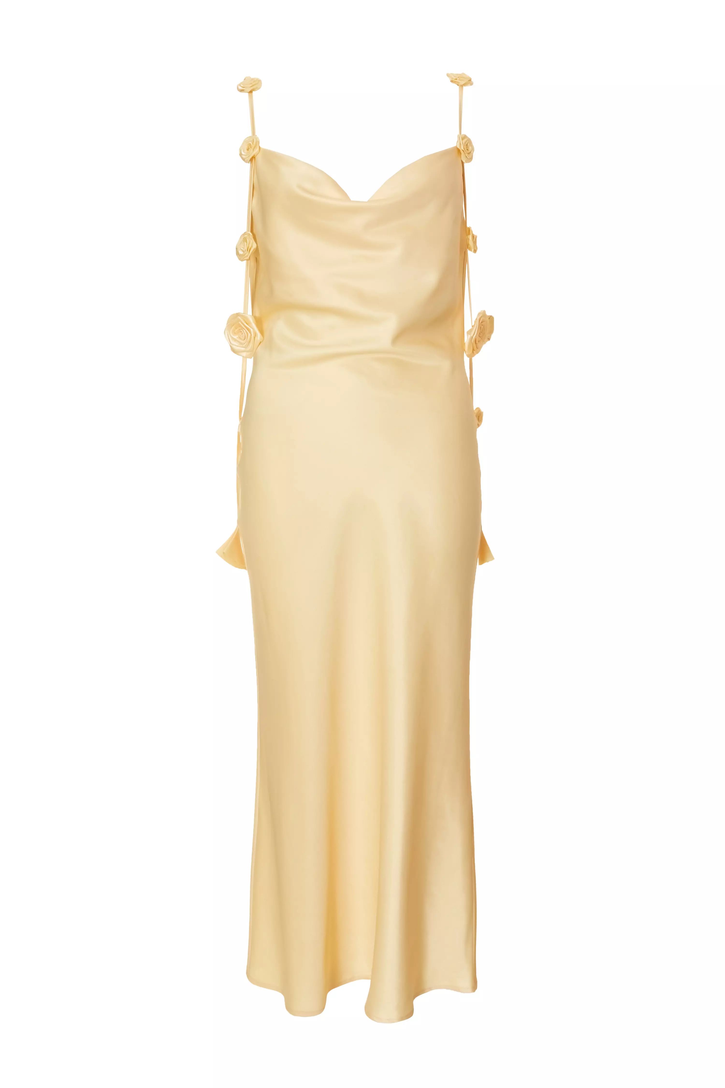 Petite Lemon Satin Midaxi Dress