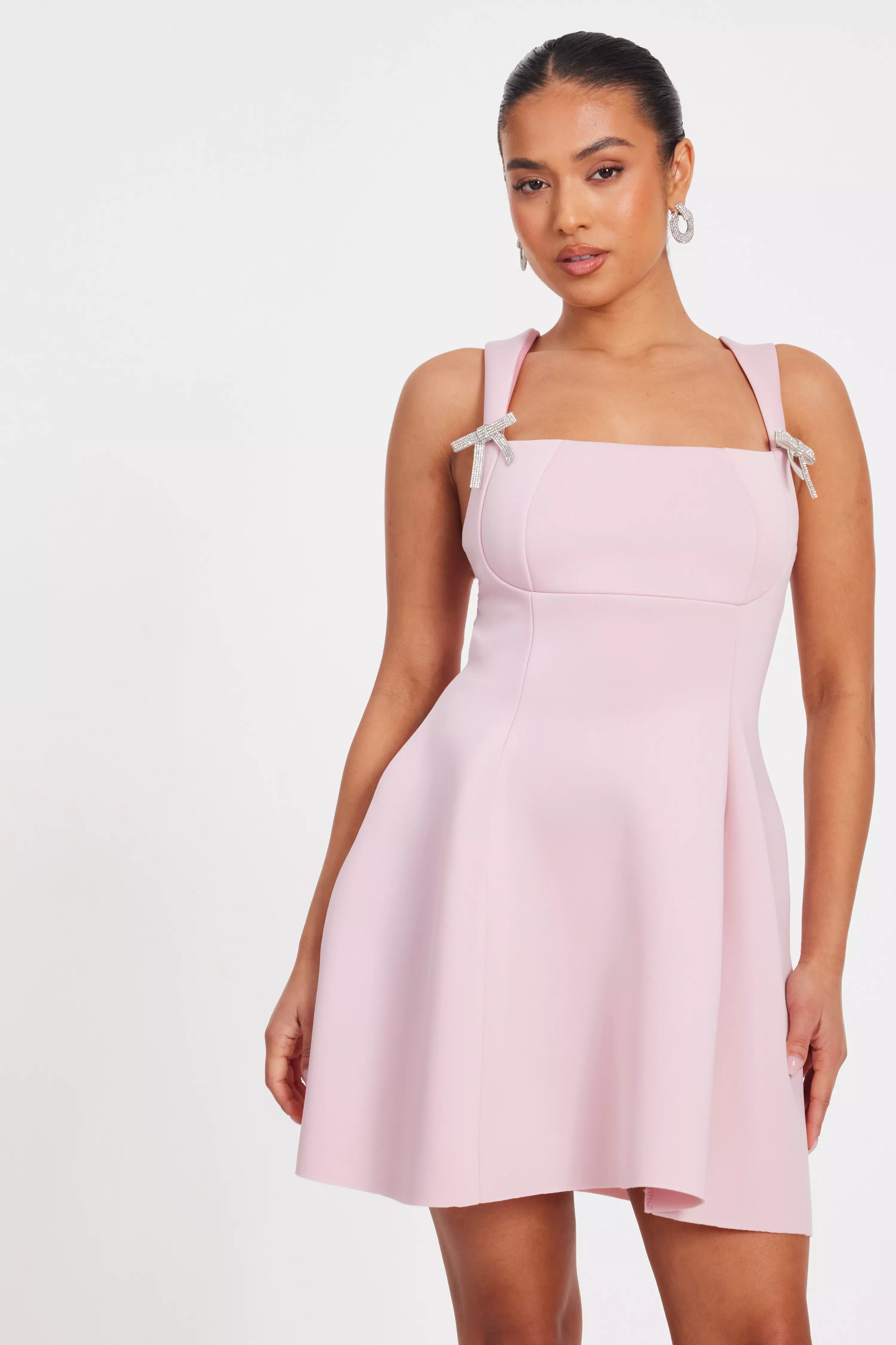 Petite Baby Pink A-Line Mini Dress