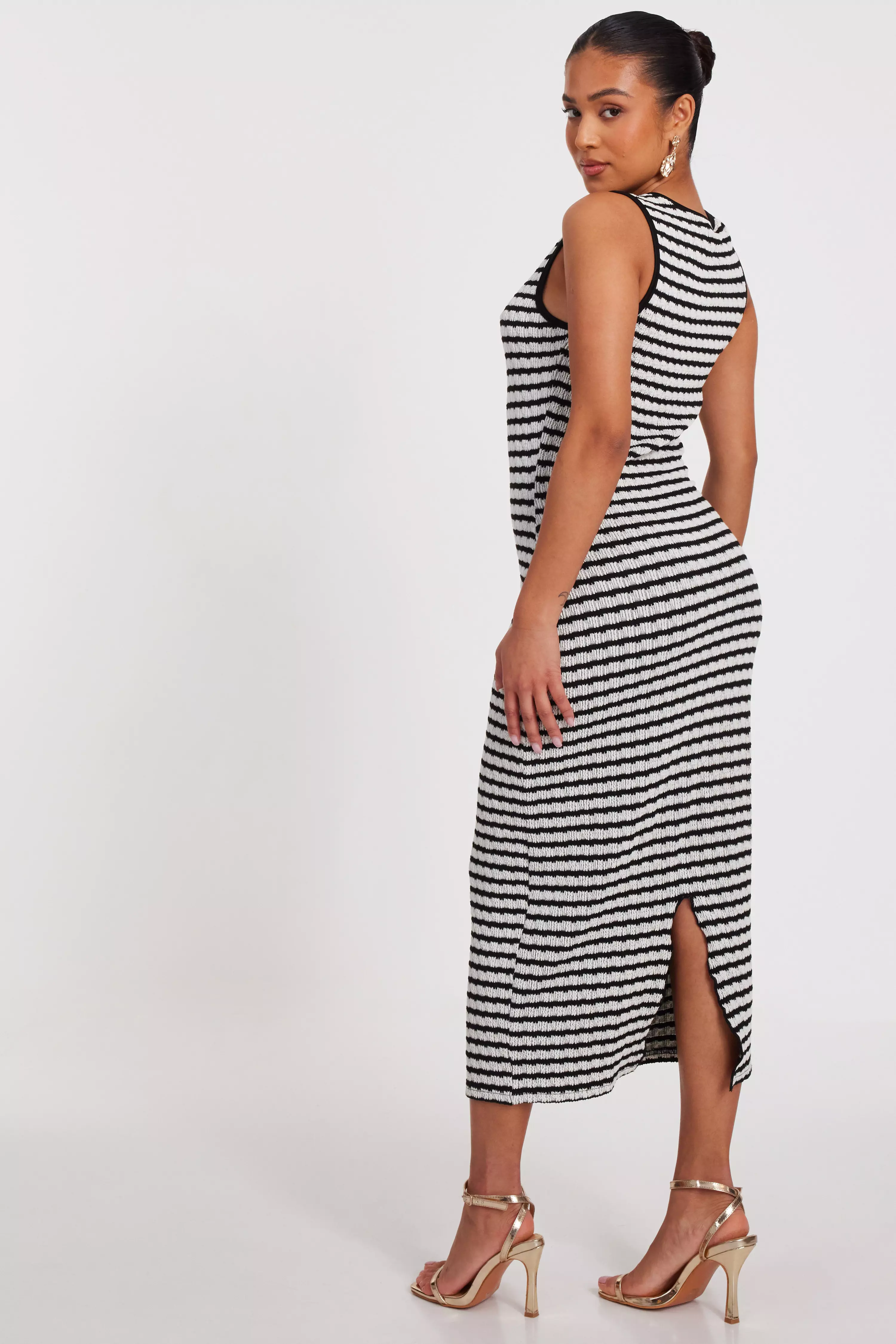 Petite White Stripe Midaxi Dress