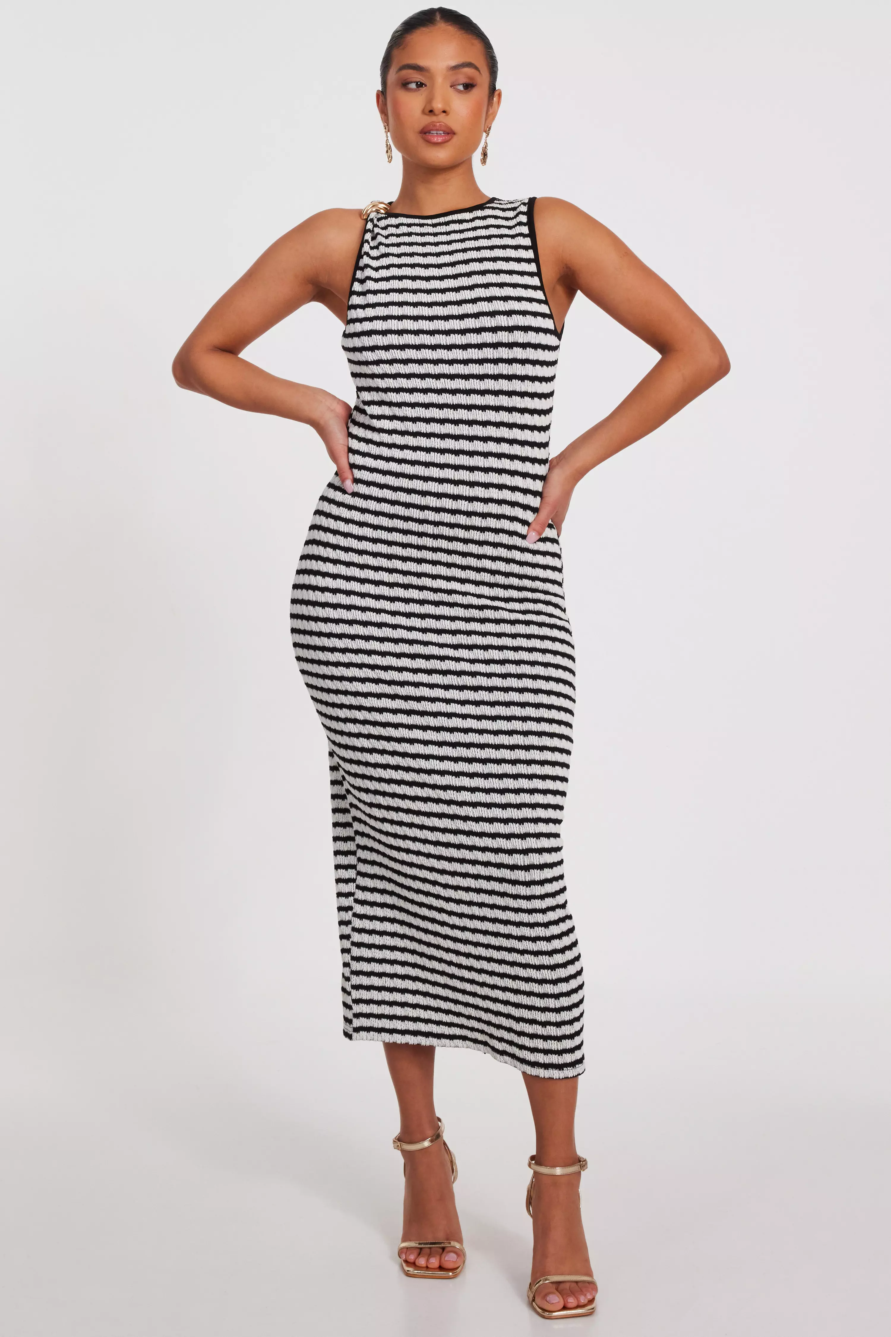 Petite White Stripe Midaxi Dress