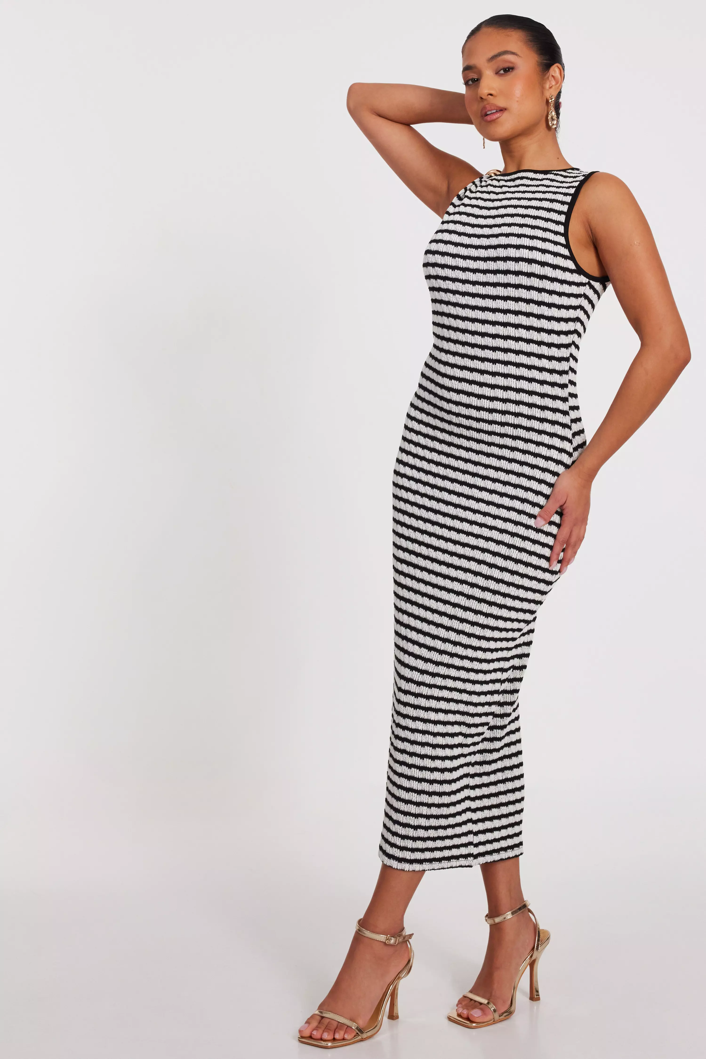 Petite White Stripe Midaxi Dress