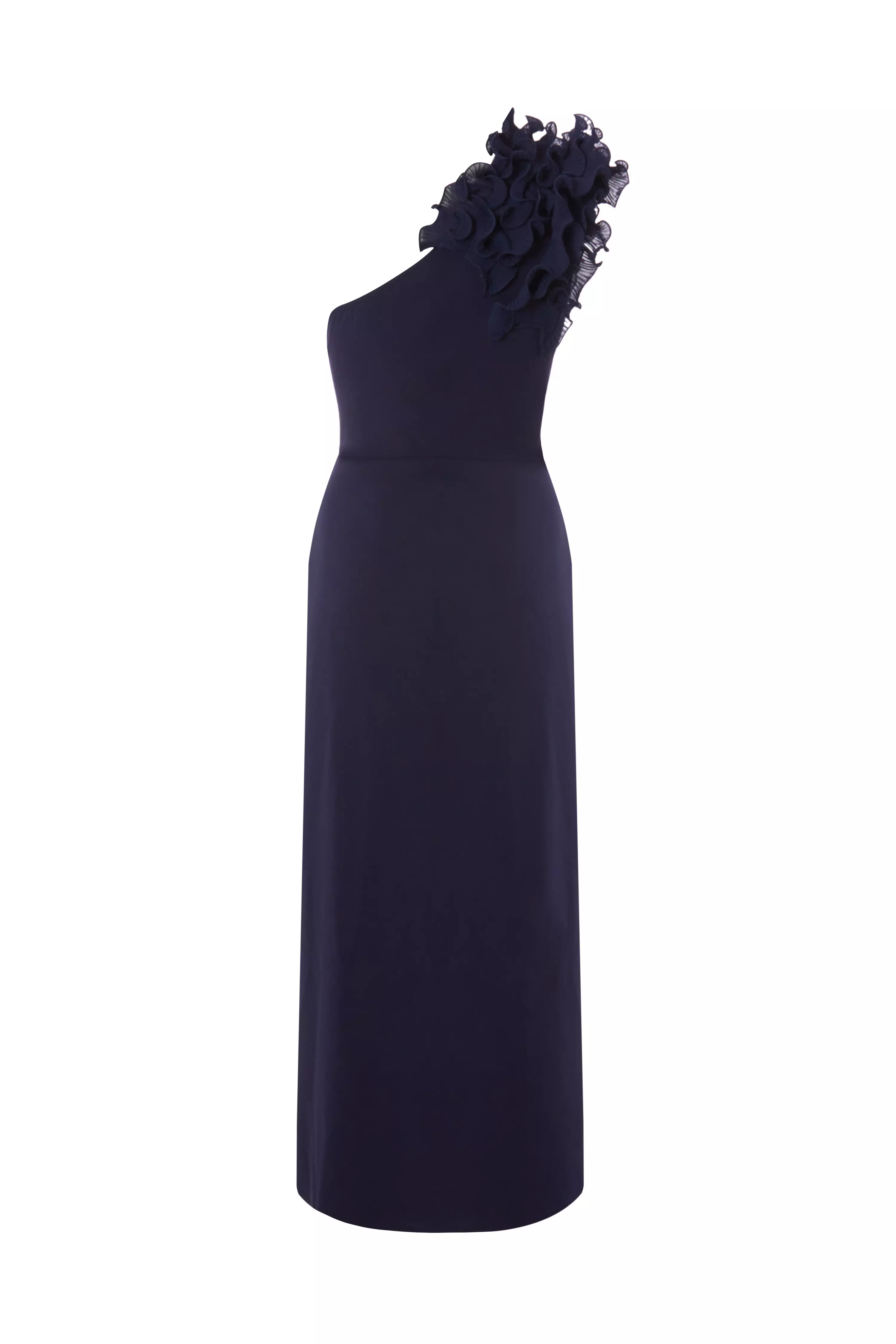 Petite Navy One Shoulder Maxi Dress