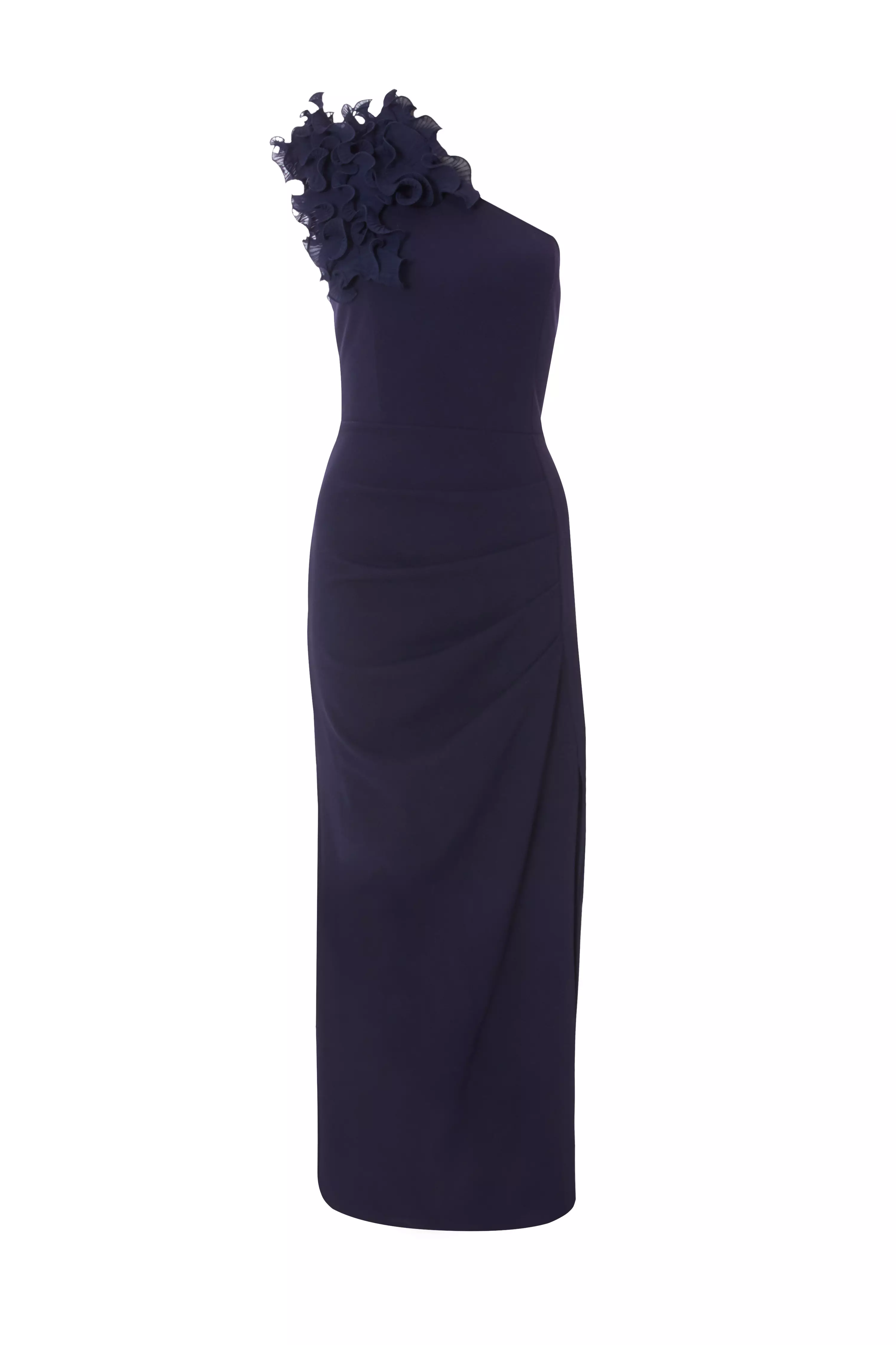 Petite Navy One Shoulder Maxi Dress