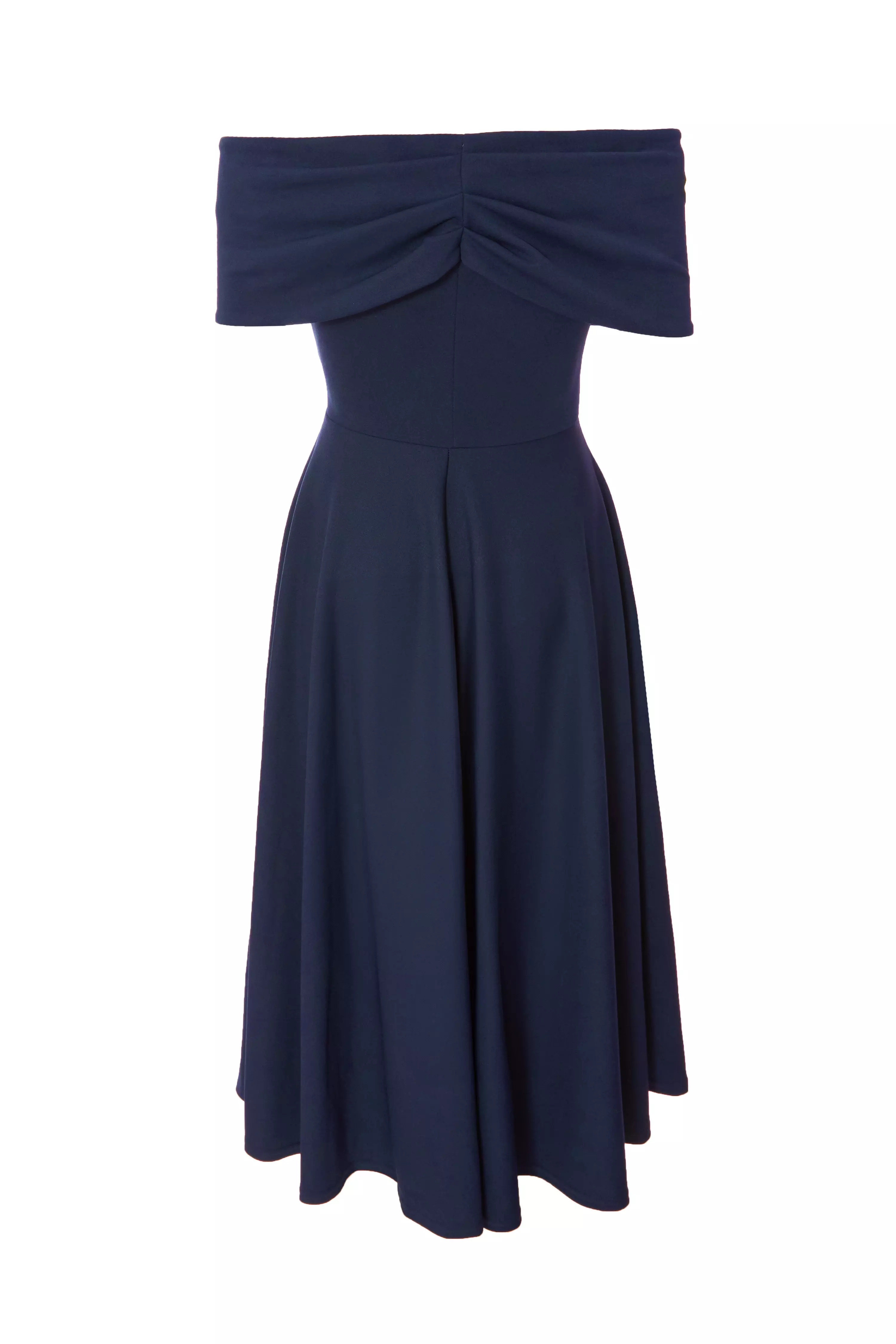 Navy Bardot Midi Dress