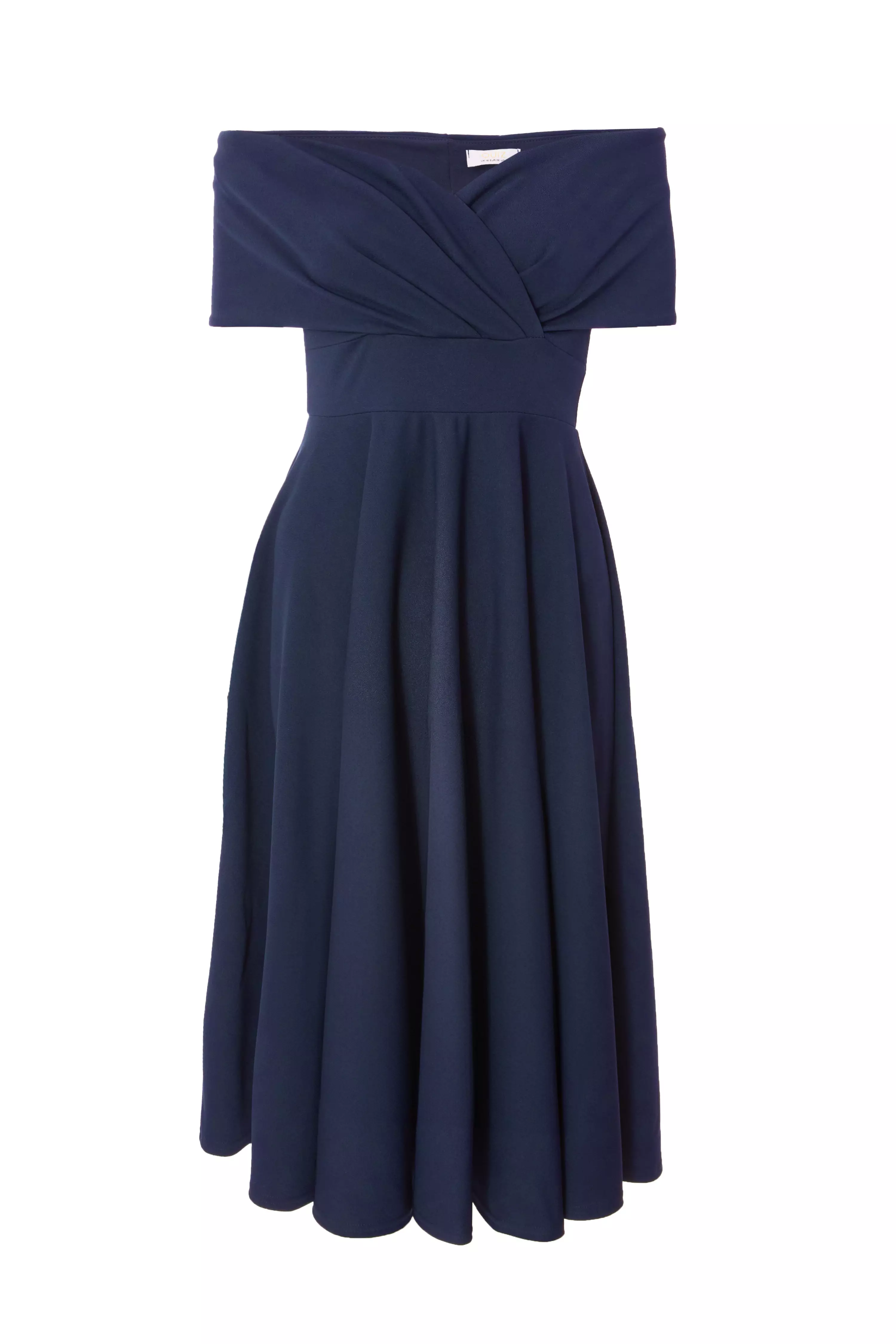 Navy Bardot Midi Dress