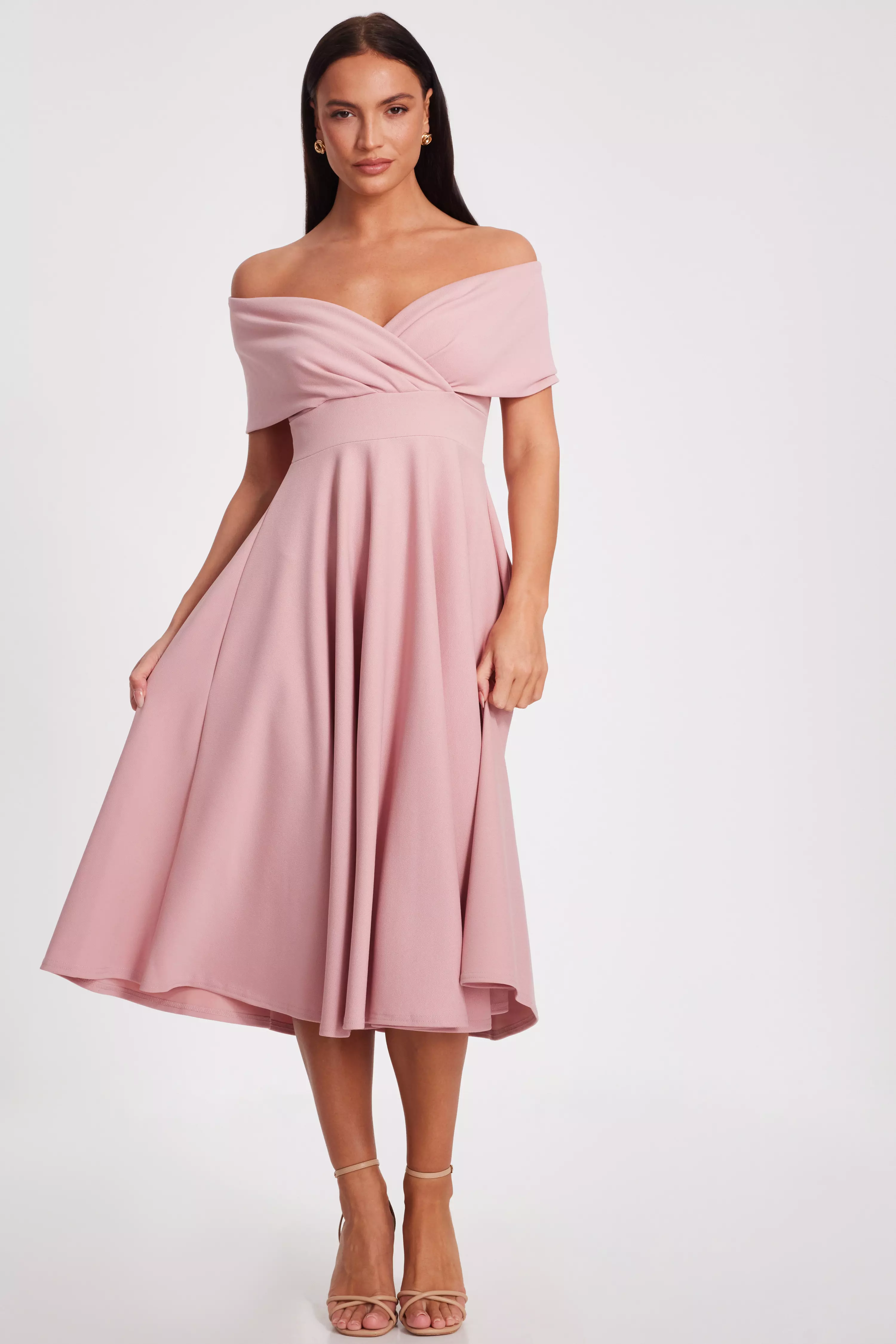 Blush Bardot Midi Dress