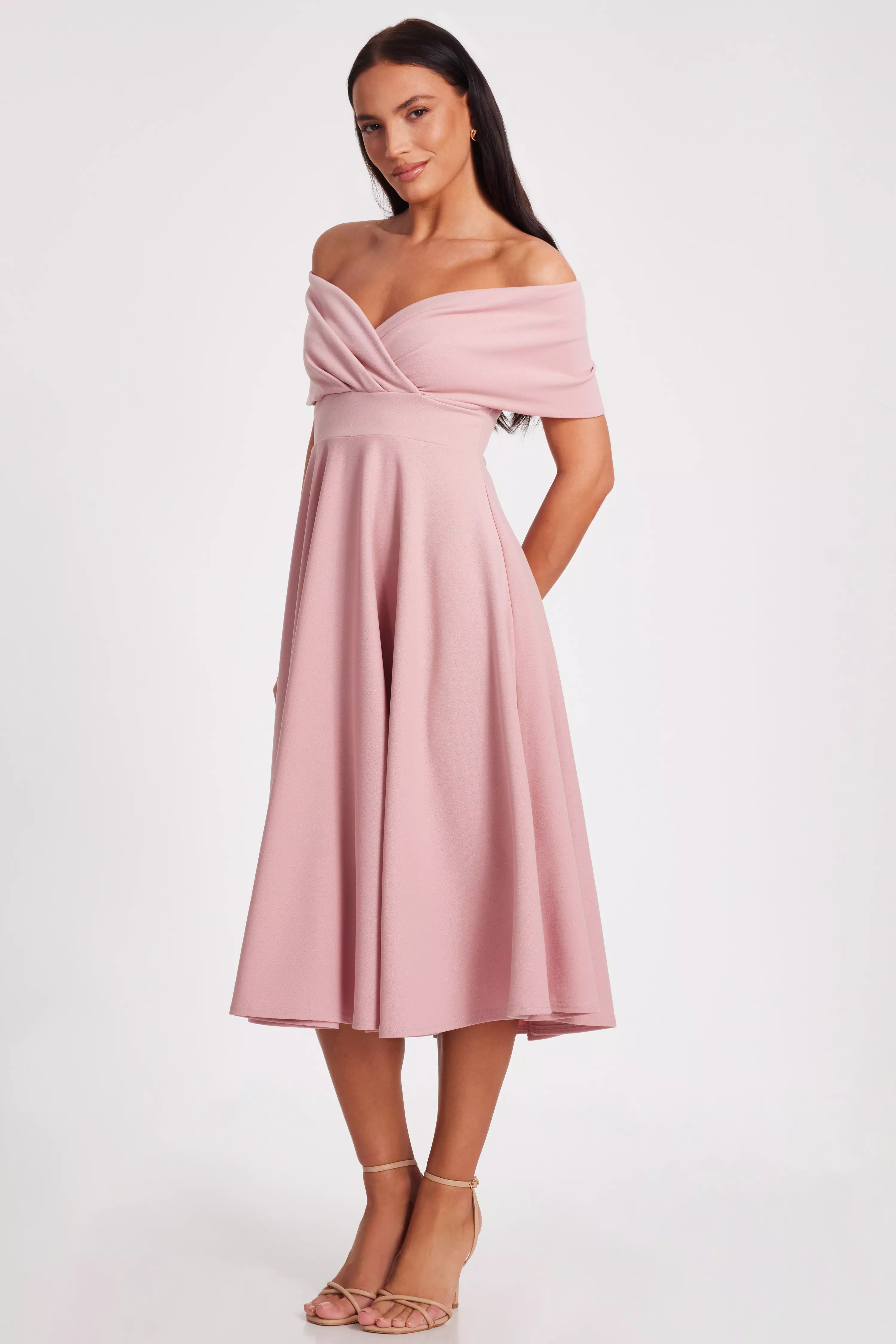 Blush Bardot Midi Dress